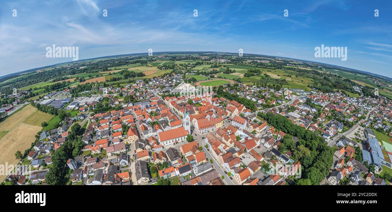 Luftaufnahme der Stadt Neustadt an der Donau im niederbayerischen Landkreis Kelheim Stockfoto