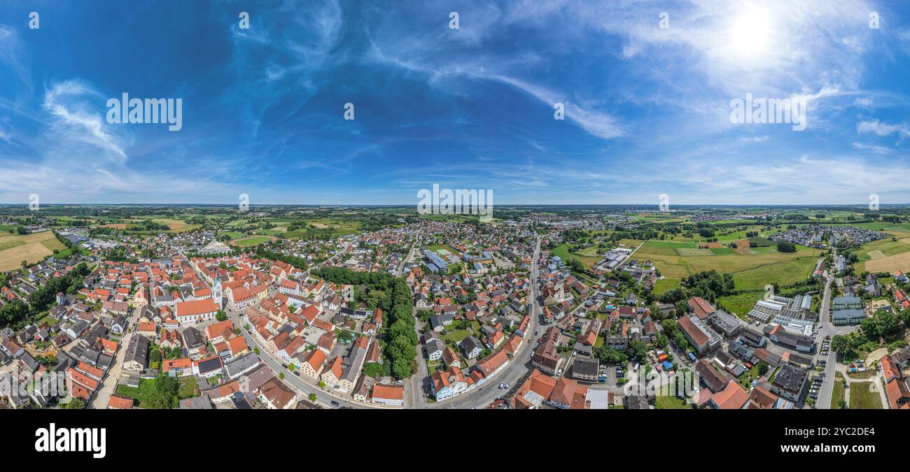 Luftaufnahme der Stadt Neustadt an der Donau im niederbayerischen Landkreis Kelheim Stockfoto