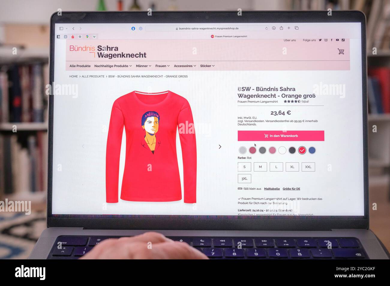 Persönlichkeitskult um Sahra Wagenknecht in ihrem Webshop Stockfoto