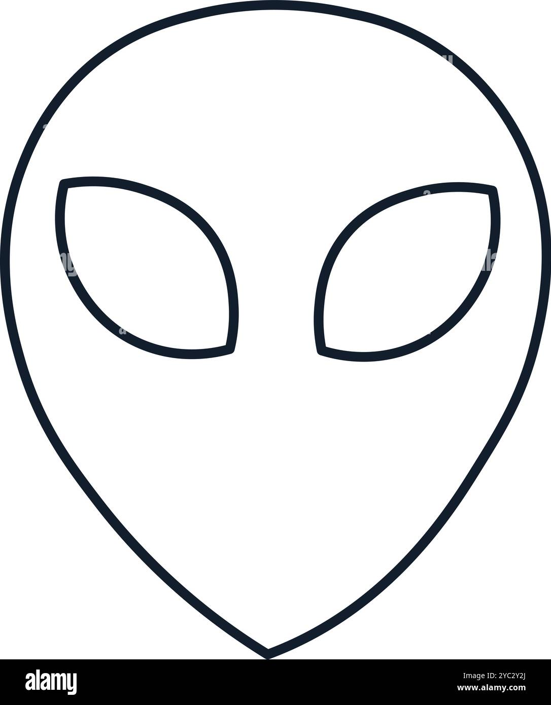 Vektor-Illustration von mysteriösem Alien im linearen Stil. Wissenschaft, Entdeckung und Weltraumsymbol. Das Geheimnis des Kosmos, ein UFO, Halloween-Symbol. Astrono Stock Vektor