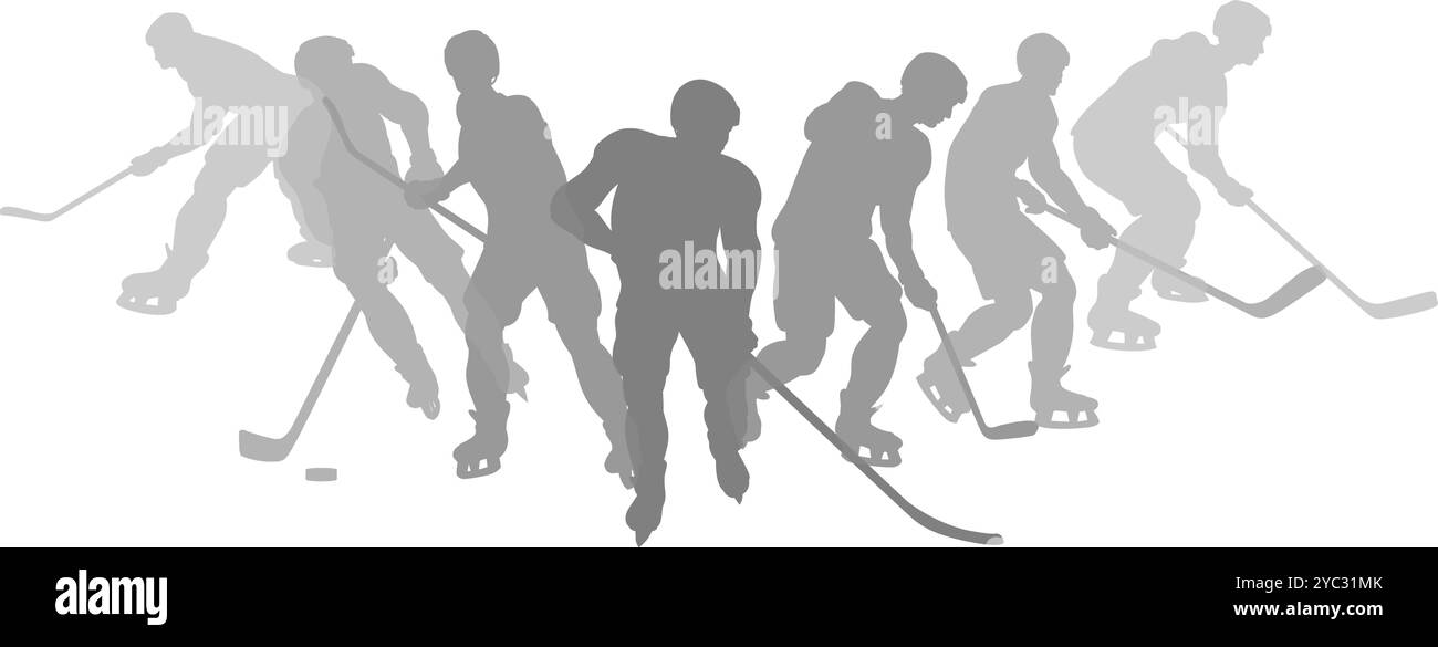 Eishockey Silhouette People Player Silhouetten Stock Vektor