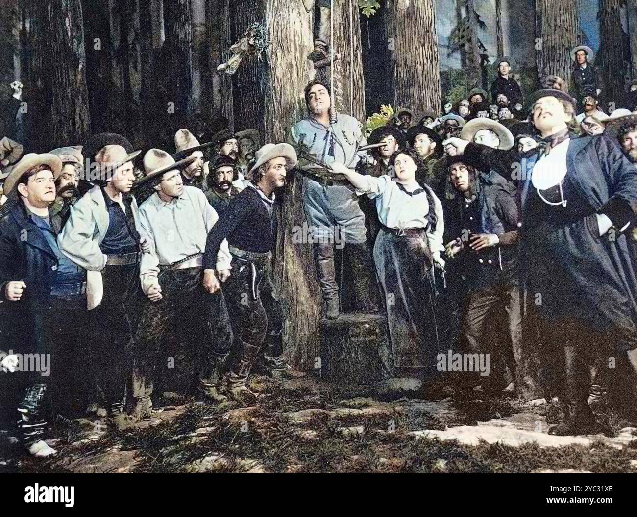 Szene aus der Uraufführung von La Fanciulla del West, einer Oper von Giacomo Puccini (1858–1924) in New York 1910 mit Enrico Caruso Stockfoto