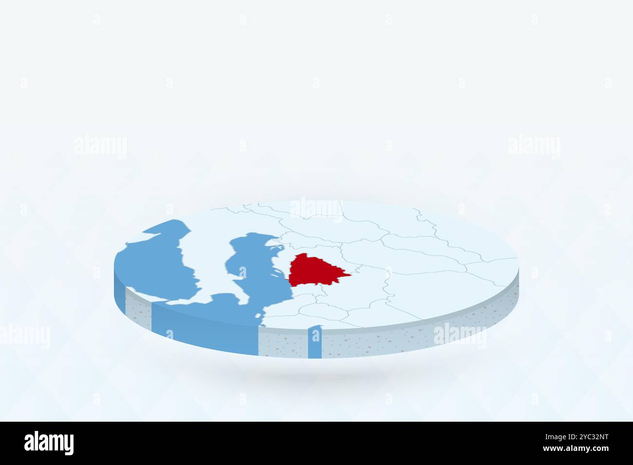 Isometrische 3D-Karte mit roter Darstellung von Bosnien und Herzegowina. Vektorabbildung. Stock Vektor