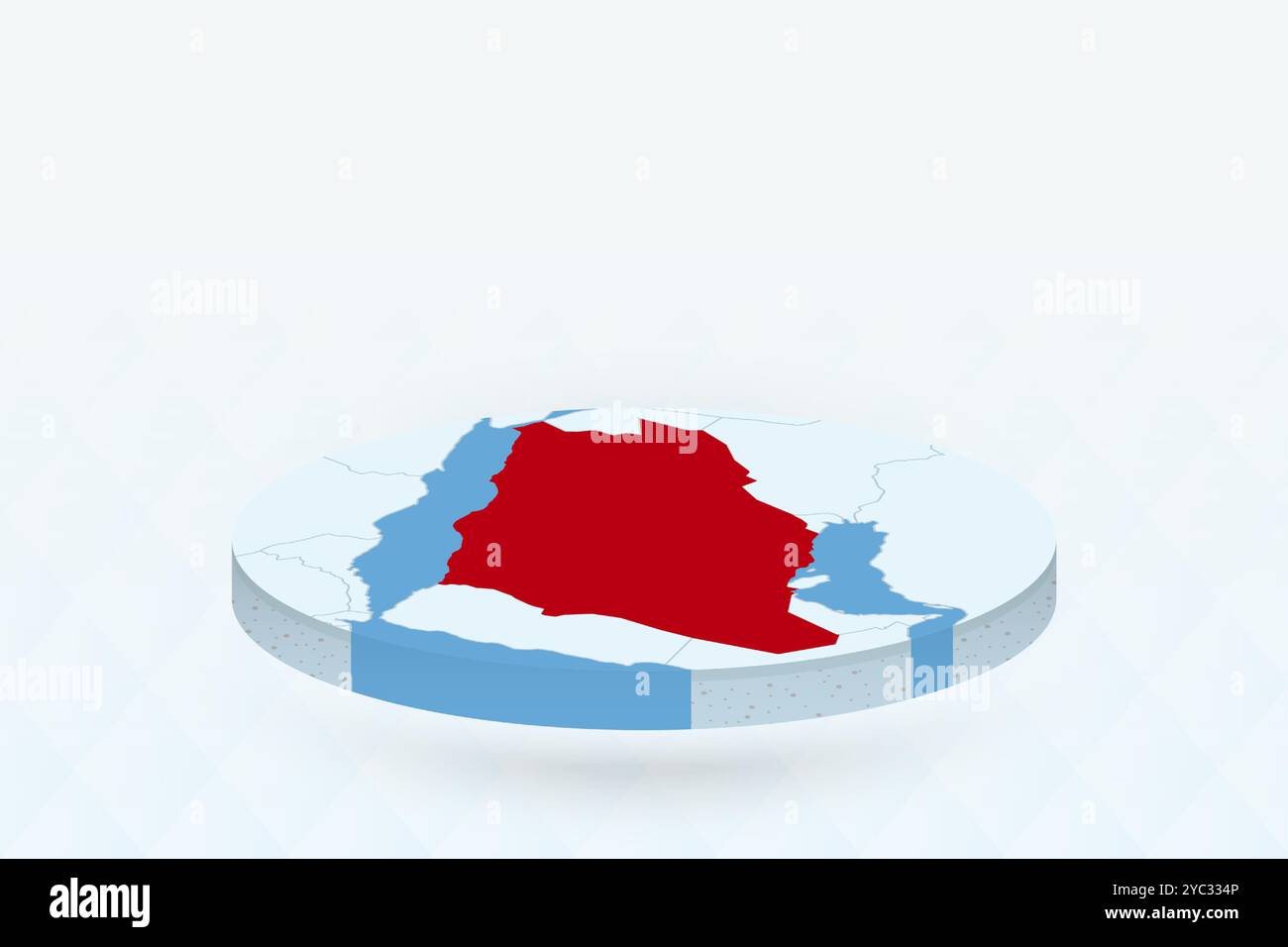 Isometrische 3D-Karte, die Saudi-Arabien in Rot markiert. Vektorabbildung. Stock Vektor