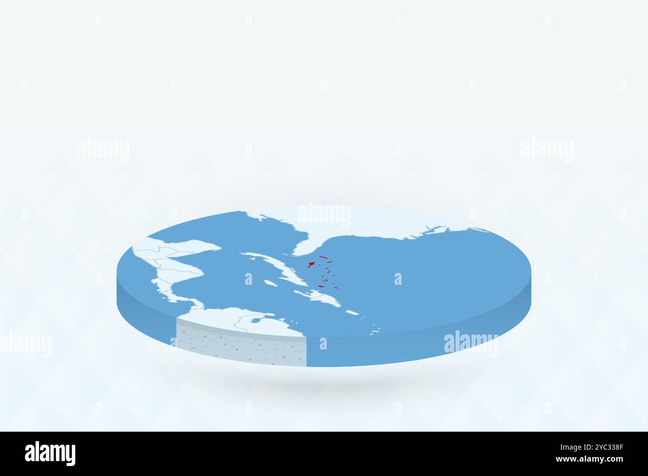 Isometrische 3D-Karte mit den Bahamas in Rot. Vektorabbildung. Stock Vektor