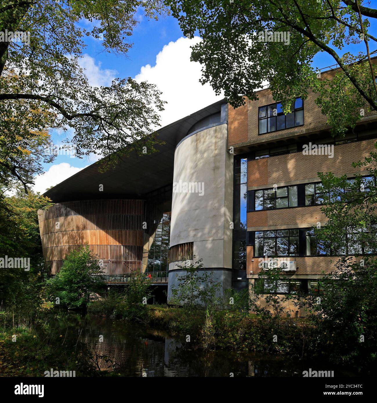 Blick vom Bute Park des Royal Welsh College of Music & Drama, Cardiff, South Wales, Großbritannien. Vom Oktober 2024. Herbst Stockfoto