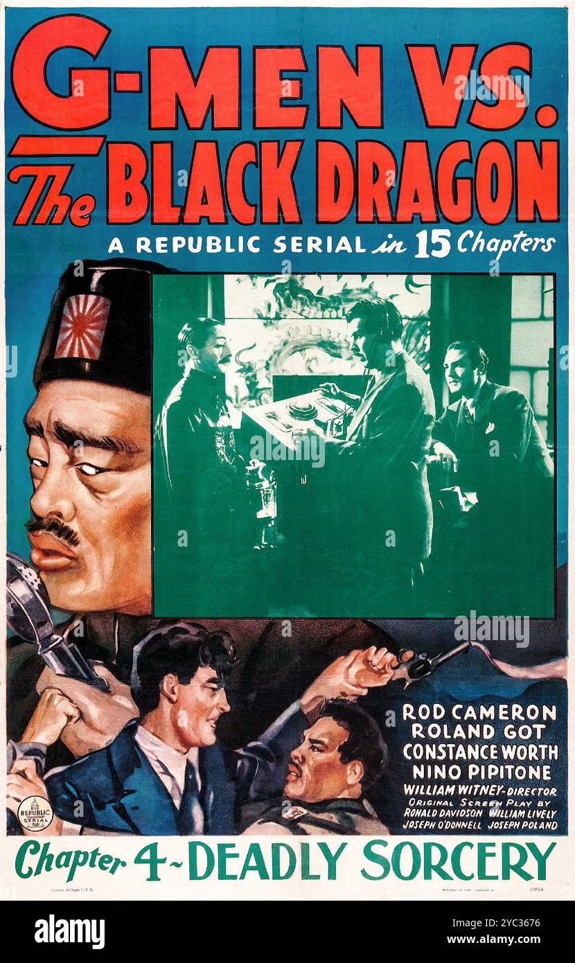 Vintage-Filmplakat für den Film G-Men vs the Black Dragon - Republic Serial aus dem Jahr 1943 Stockfoto