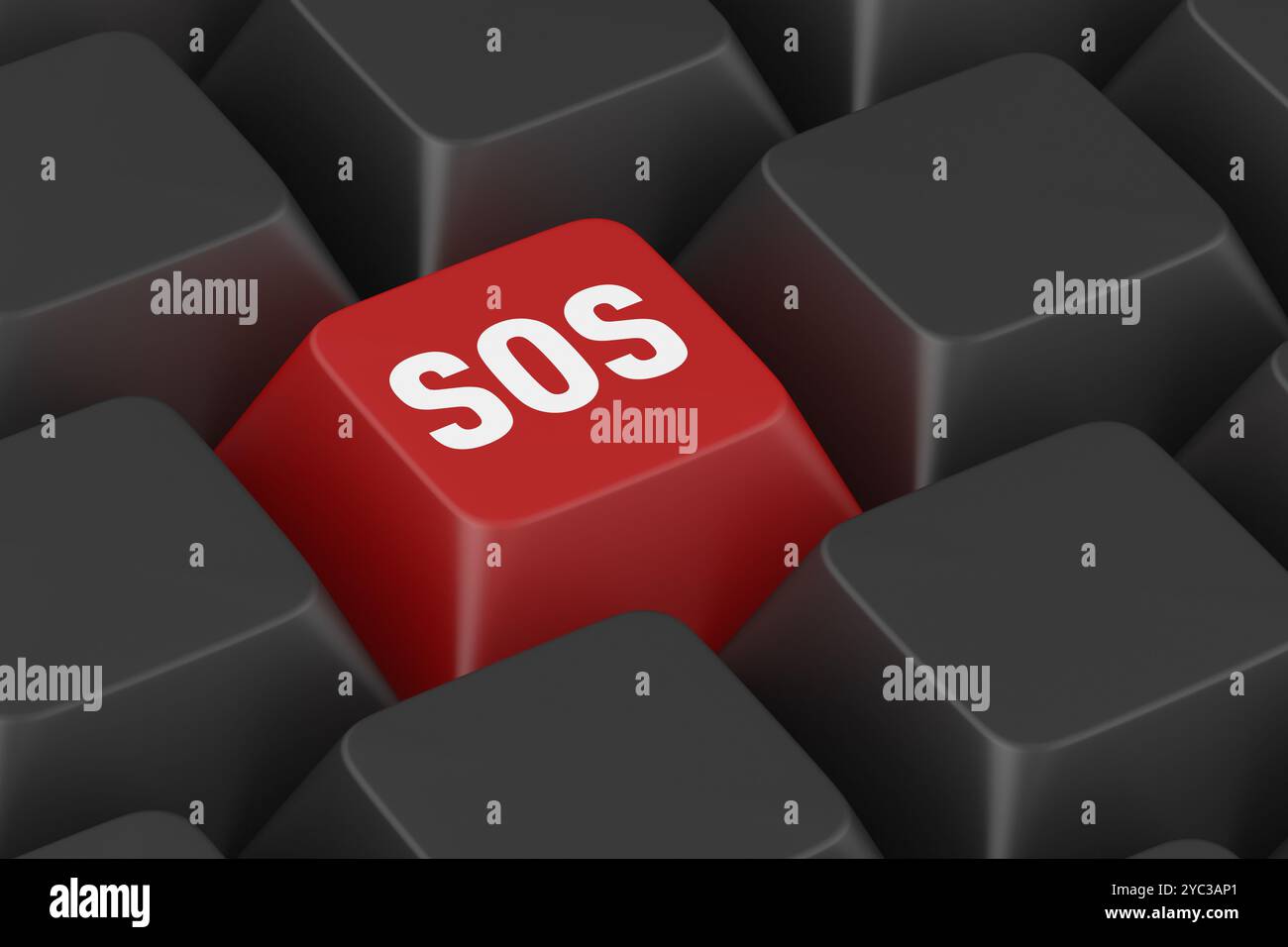 Drucktaste mit Text sos. 3D-Abbildung Stockfoto