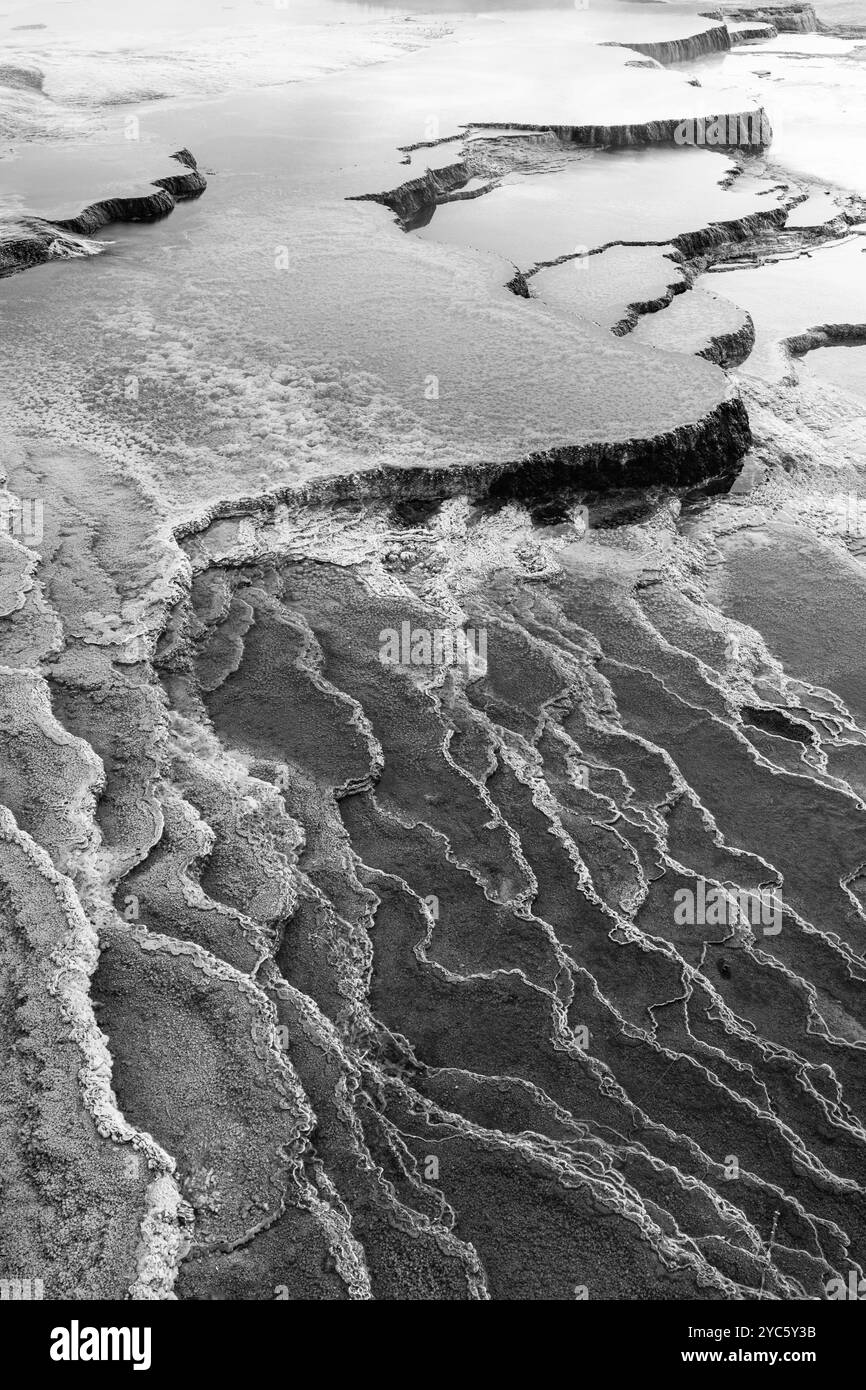 WY04985-00-BW..... WYOMING - Mammoth Hot Springs, Lower Terrace, Yellowstone National Park. Stockfoto