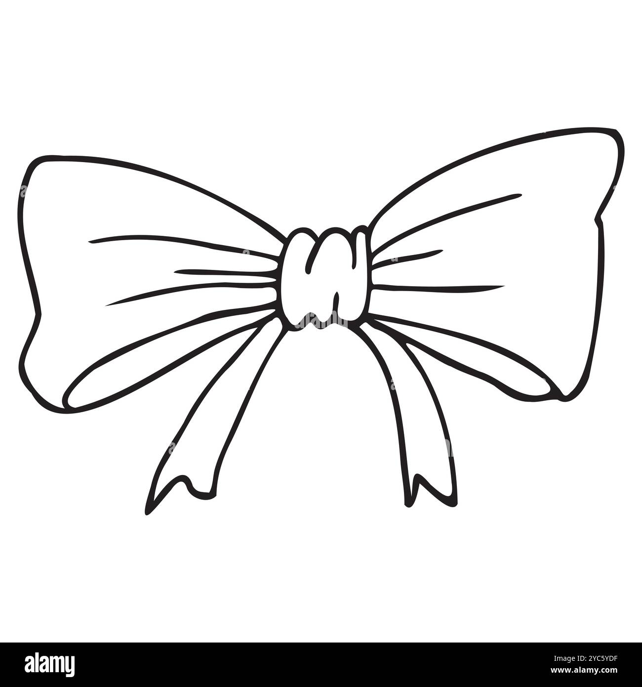 Schwarz-weiß-Kontur mit Schleife, einfache Skizzenart Stock Vektor