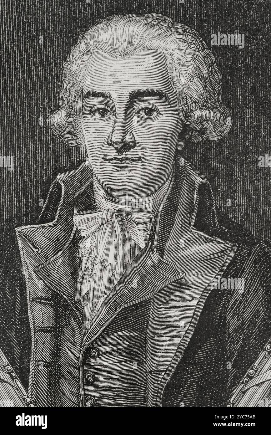 Charles Antoine Chasset (1745-1824). Französischer Anwalt und Politiker. Stellvertreter von Beaujolais für das dritte Anwesen der Generalstände von 1789. Gewählte Abgeordnete von Beaujolais in der Nationalversammlung (1789–1791) und von Rhône in der Nationalversammlung (1792–1798). Er war Präsident der konstituierenden Versammlung (8. Bis 20. November 1790). Er war Mitglied des Rates der Fünfhundert (1795) und später des Rates der Ältesten (1798). Senator von 1799 bis zum Ende des französischen Reiches. Nachdem er gegen die Hinrichtung Ludwigs XVI. Gestimmt hatte, durfte er nach der Bourbon-Restauration in Frankreich bleiben. Por Stockfoto