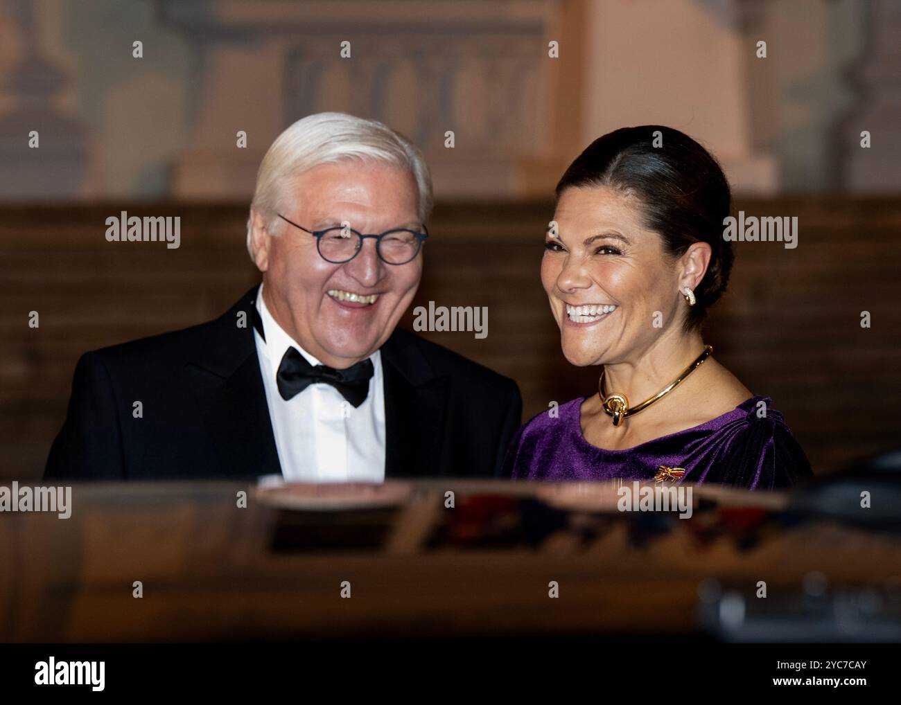 BERLIN, Deutschland. , . Kronprinzessin Victoria nahm zusammen mit Bundespräsident Frank-Walter Steinmeier am 21. Oktober 2024 bei einem Dinner im Schloß Bellevue in Berlin Teil. Foto: Christine Olsson/TT/Code 10430 Credit: TT News Agency/Alamy Live News Stockfoto