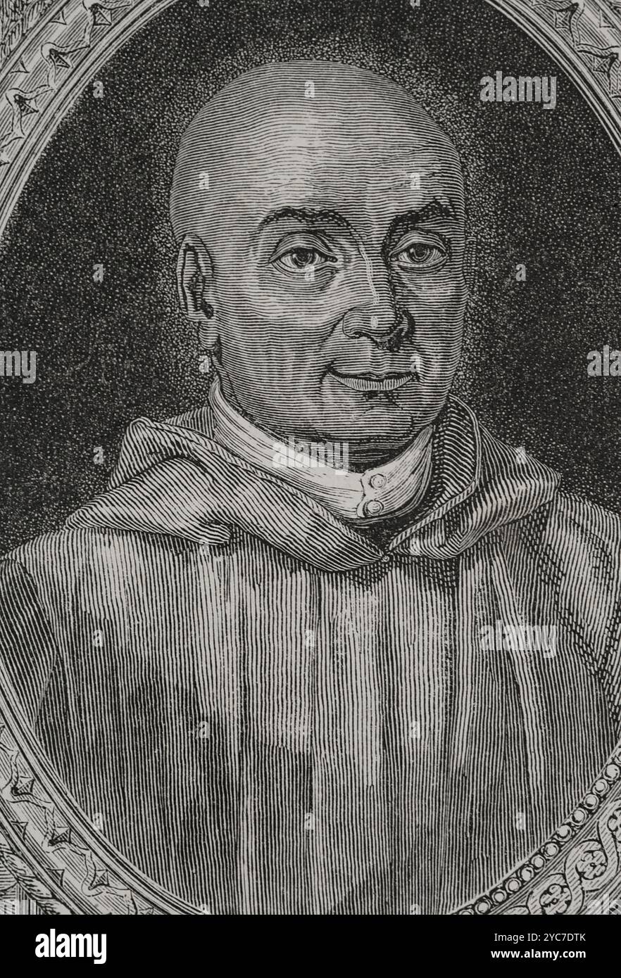 Christophe Antoine Gerle, bekannt als Dom Gerle (1736–1801). Französischer Kartäusermönch, Mitglied der konstituierenden Versammlung während der Französischen Revolution und schließlich vertrieben. Hochformat. Gravur. "Geschichte der Französischen Revolution". Band I, 1876. Stockfoto