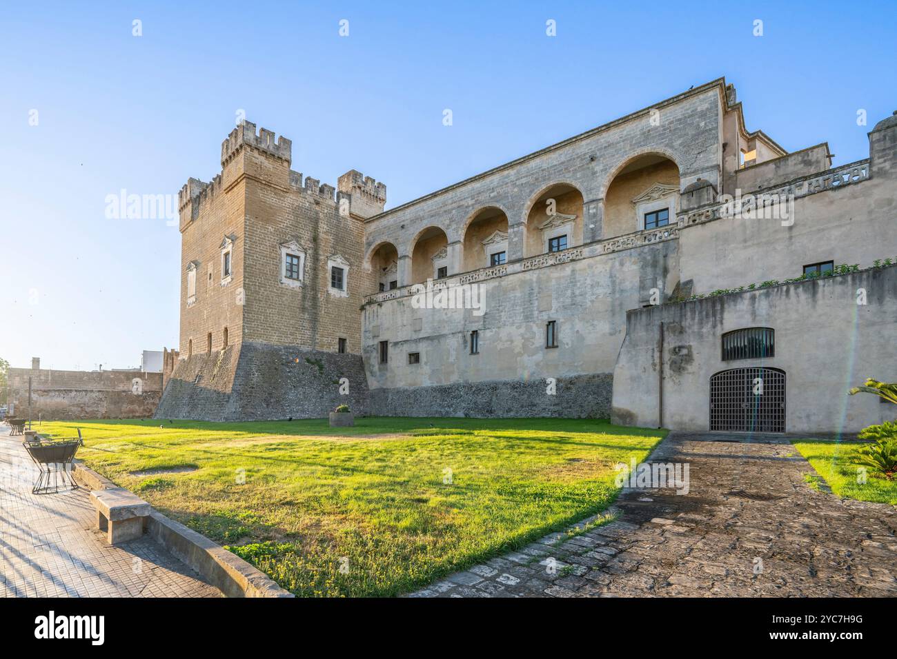 Normannische Schwäbische Burg, Schloss Orsini Del Balzo, Mesagne, Brindisi, Salento, Apulien, Italien Stockfoto