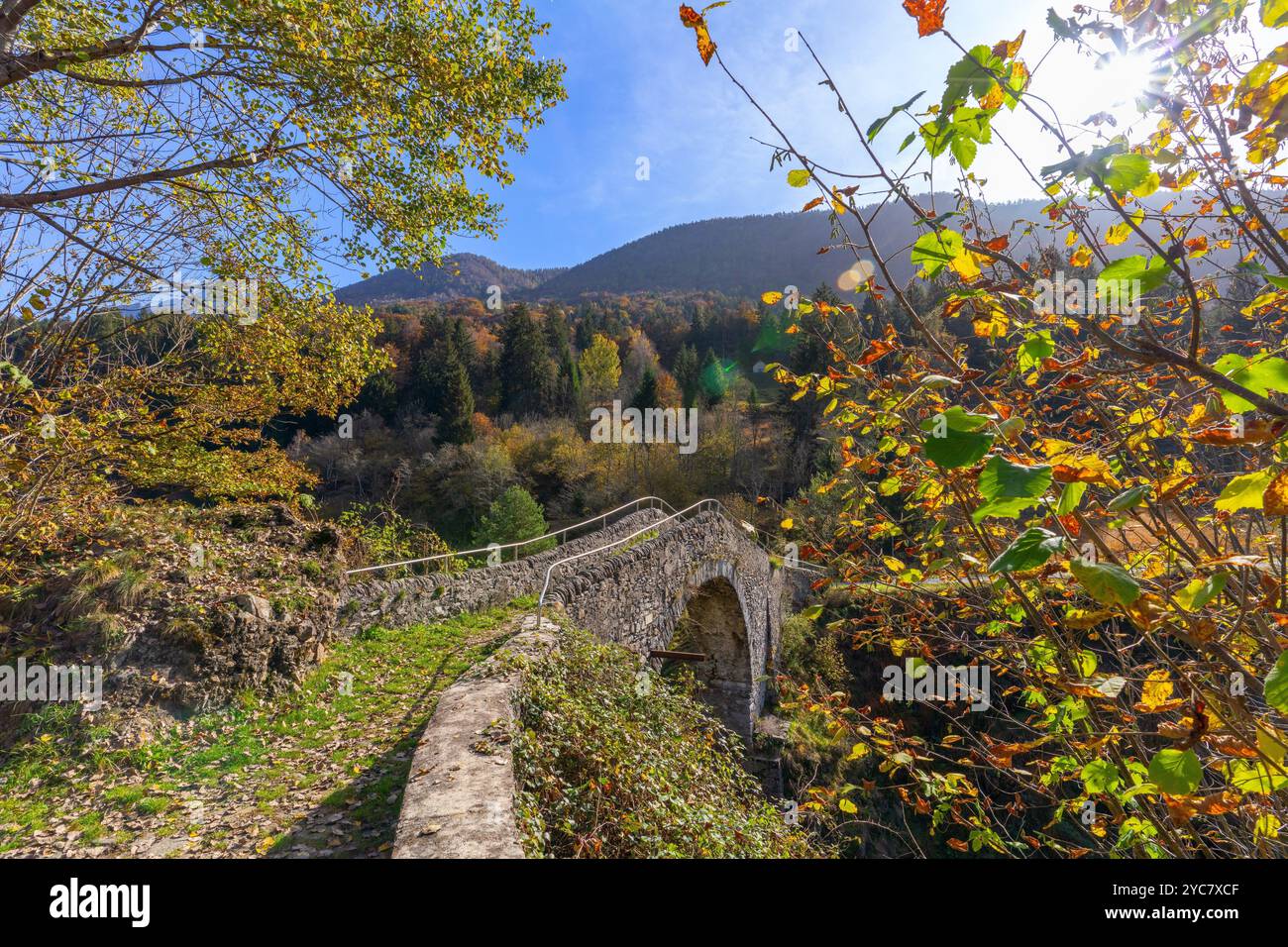 Römische Brücke, Maglionebrücke, Re, Valle Vigezzo, Val d'Ossola, Verbania, Piemont, Italien Stockfoto