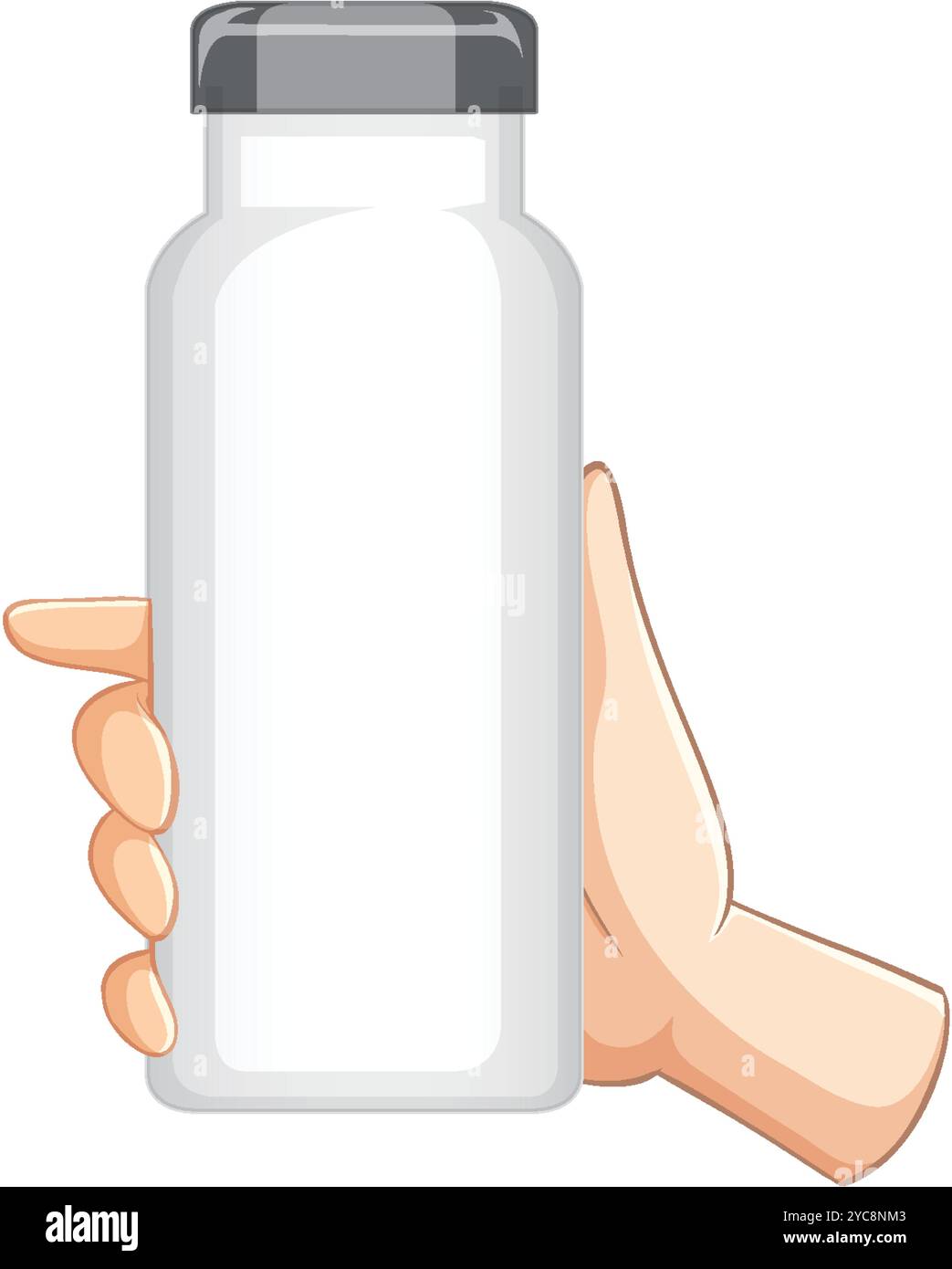 Abbildung einer Hand, die eine Glasflasche hält Stock Vektor