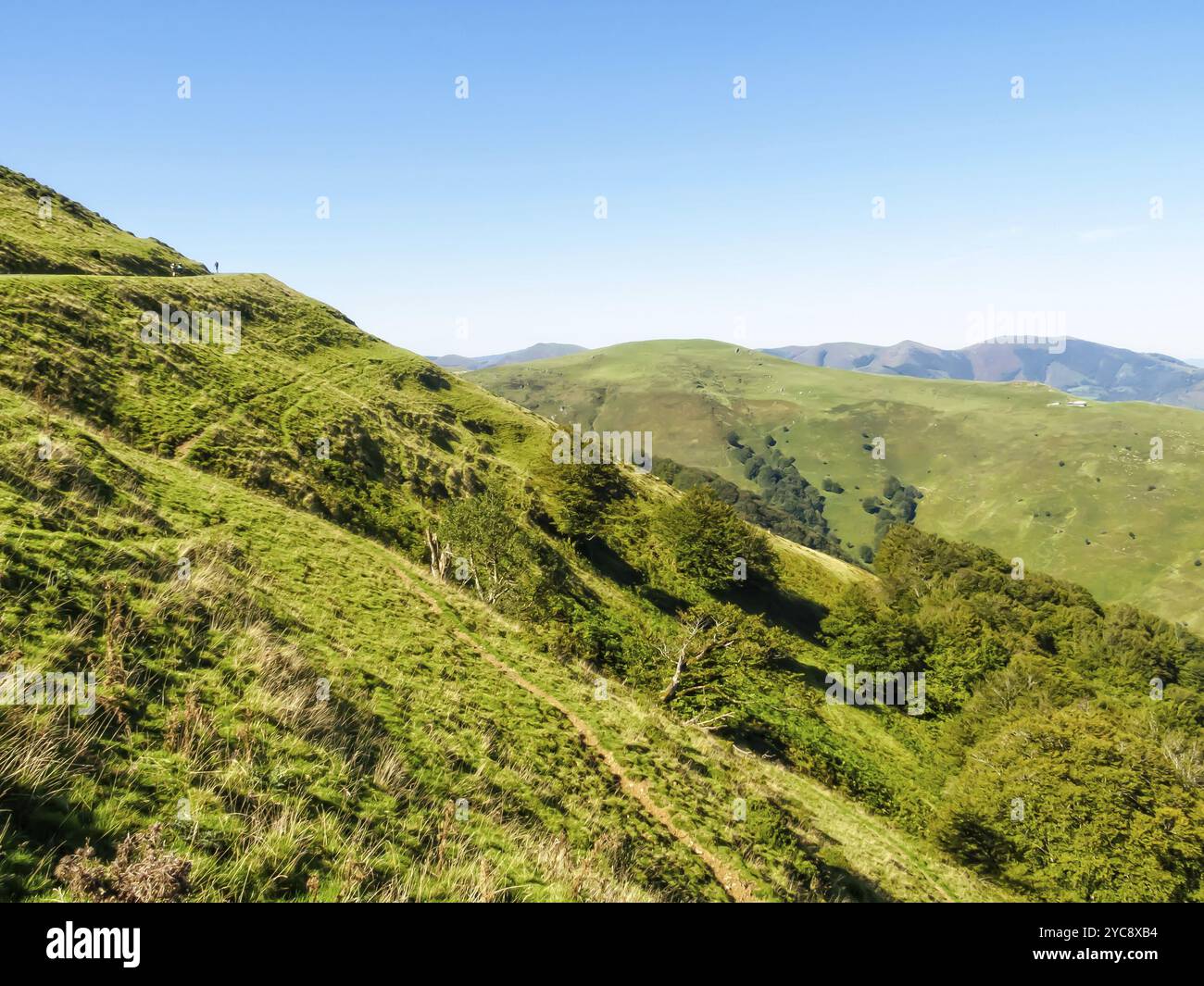 Immer höher an den Hängen der Pyrenäen auf dem französischen Camino, St Jean Pied de Port, Frankreich, Europa Stockfoto