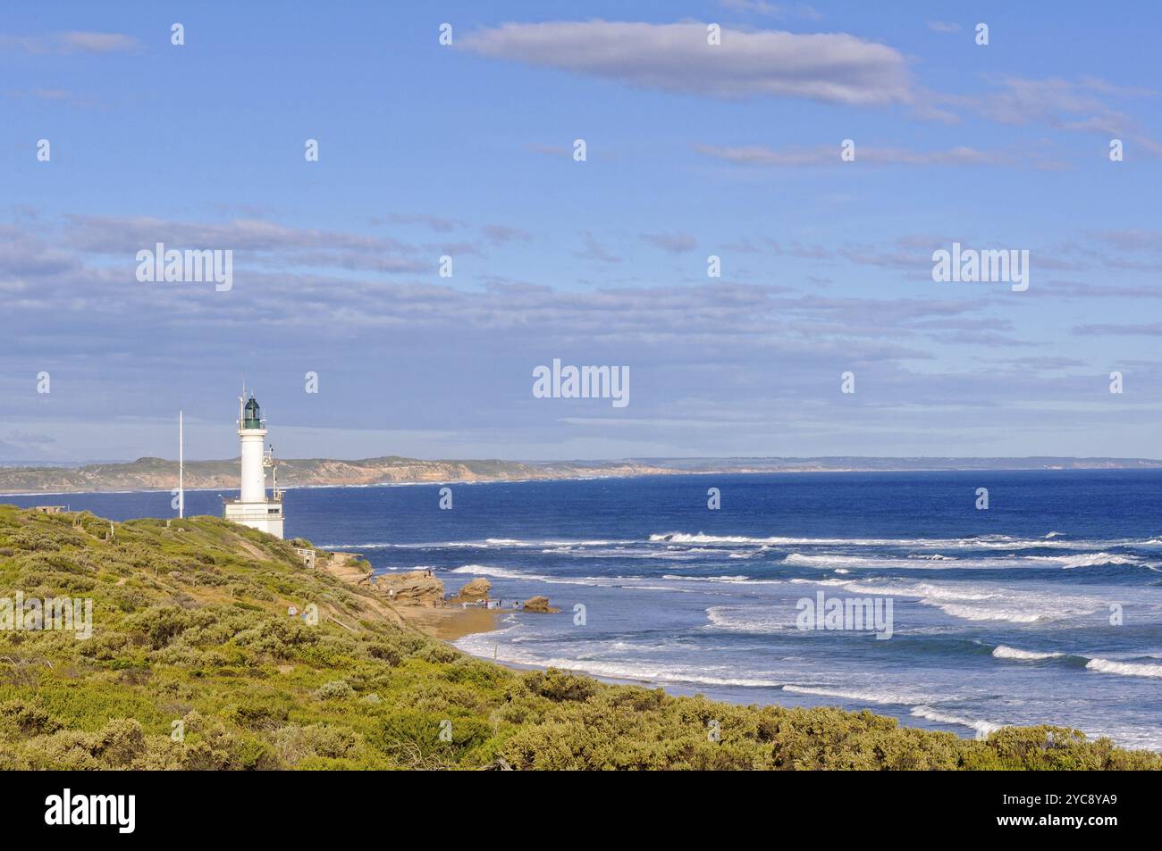 Point Lonsdale Leuchtturm in Victoria am Eingang von der Port Phillip Bay ist einer der wenigen bemannten Leuchttürme noch in Australien Stockfoto