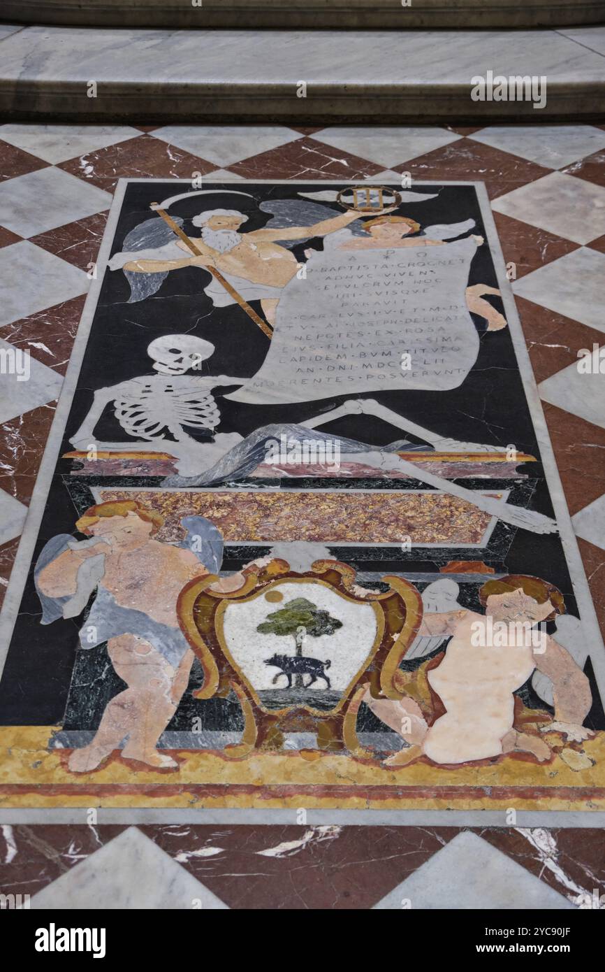Marmor-Mosaikboden der Stiftskirche St. Paul's Shipwreck, Valletta, Malta, Europa Stockfoto