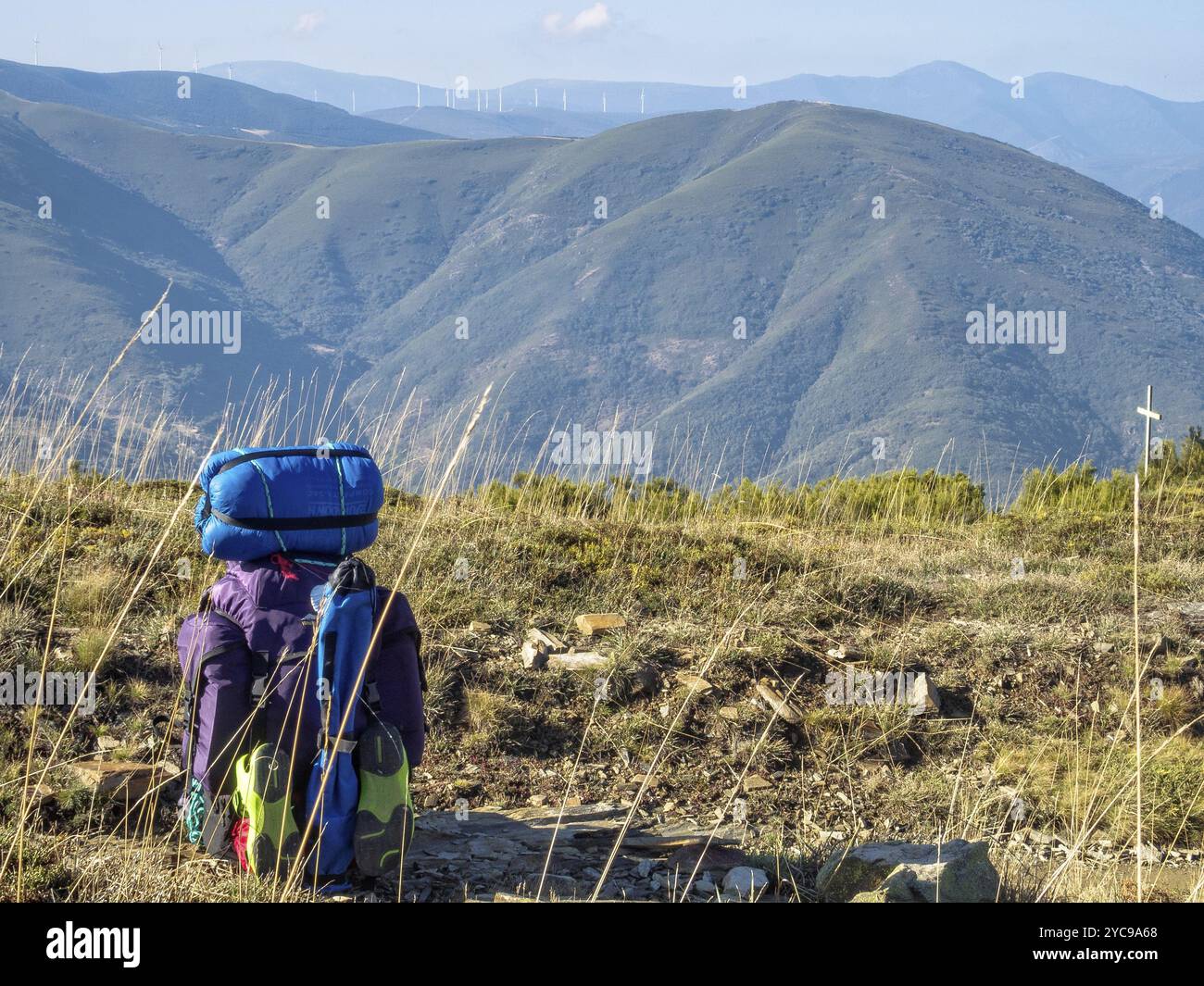 Kurzurlaub auf dem Camino in der Nähe von Punto Alto, Acebo, Kastilien und Leon, Spanien, Europa Stockfoto