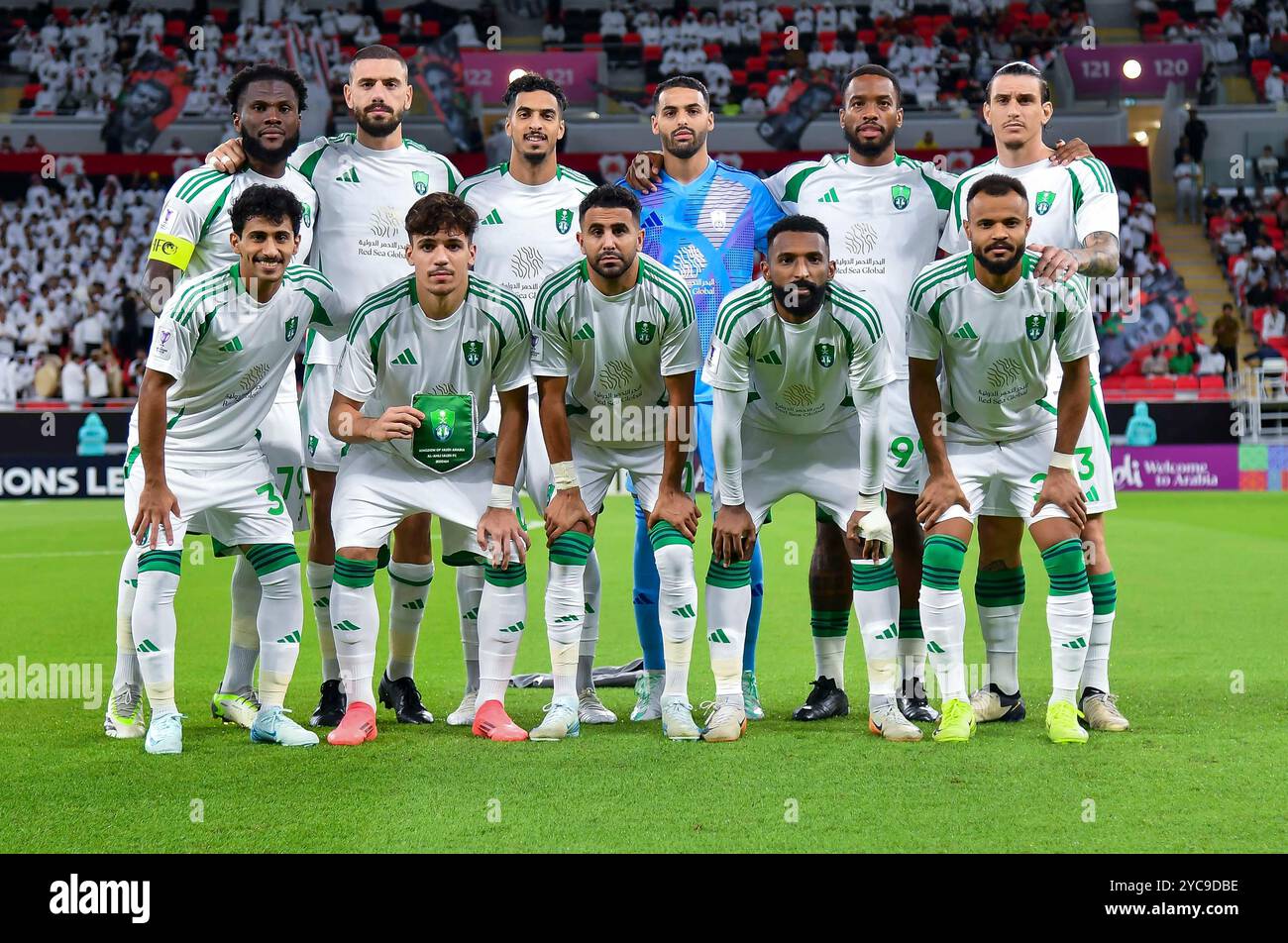 Al Rayyyan, Katar. Oktober 2024. Spieler des Al Ahli Saudi FC posieren ...