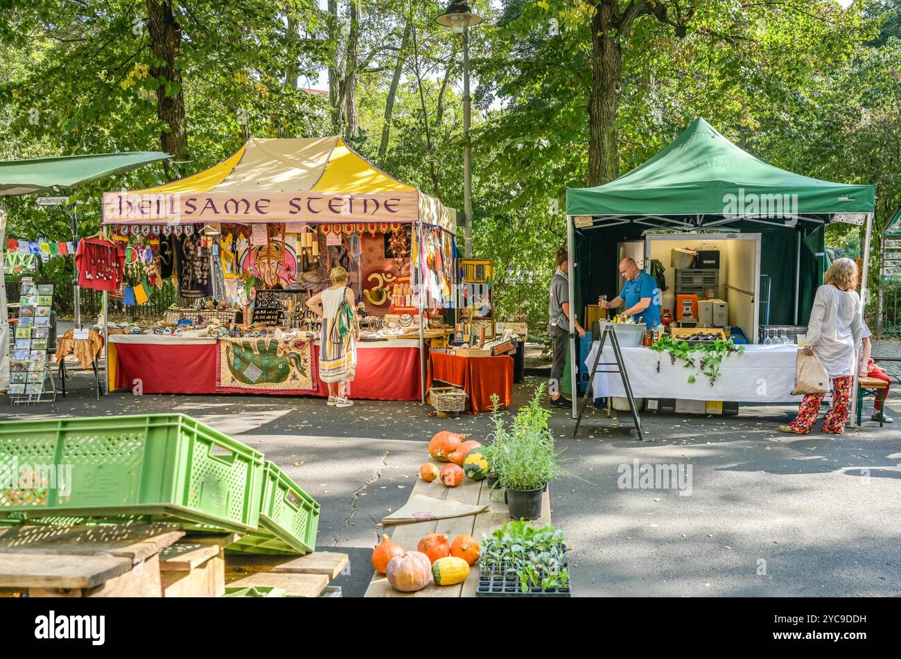 Wochenmarkt, Kollwitzplatz, Prenzlauer Berg, Pankow, Berlin, Deutschland, Wochenmarkt, Deutschland Stockfoto