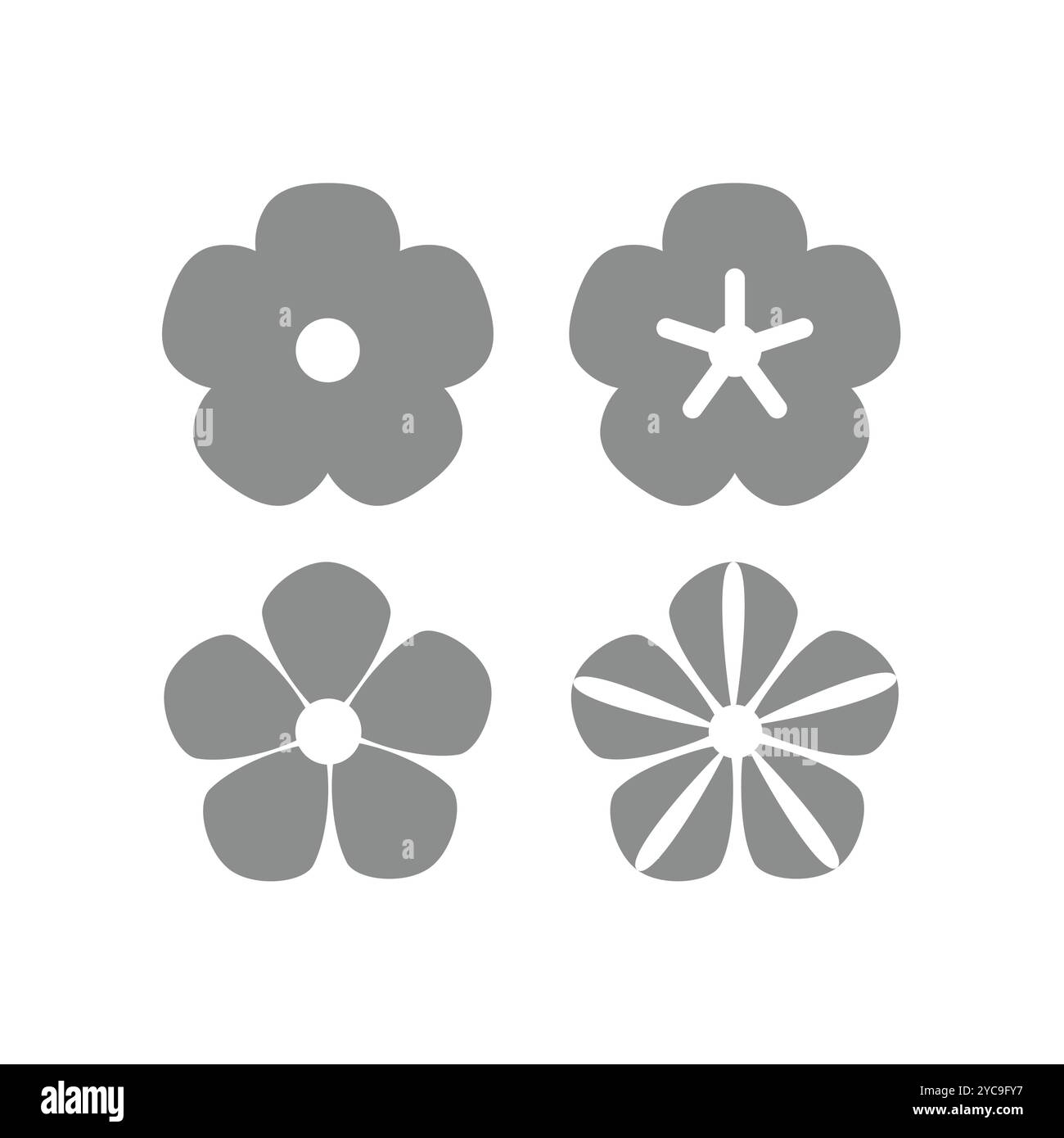 Simple Blume Vektor Symbolsatz. Ikonen mit isolierten Blütenblättern. Stock Vektor