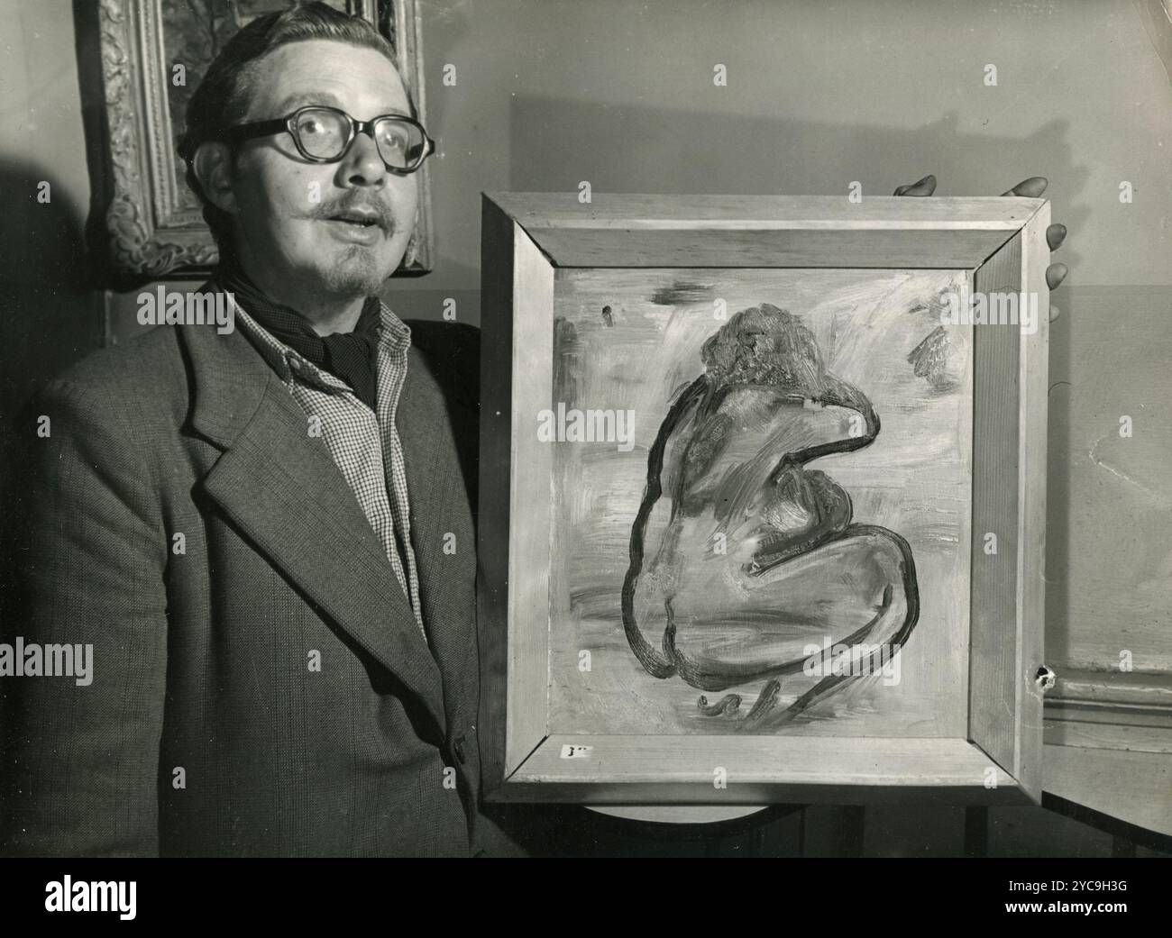 Der englische Maler James Lawrence Isherwood und sein Gemälde, UK 1957 Stockfoto