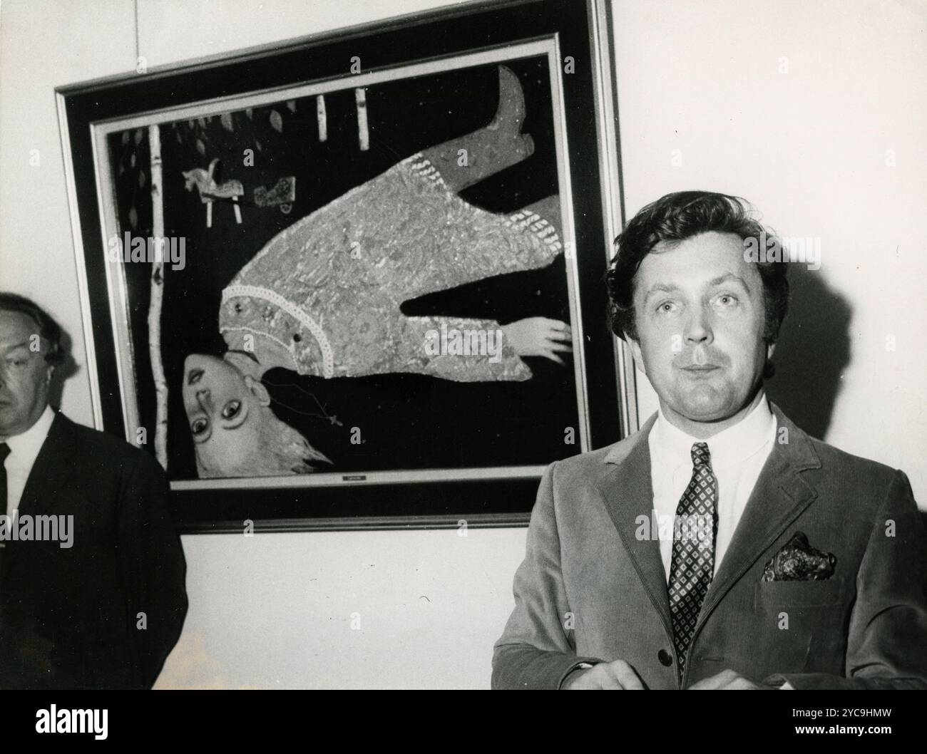 Der russische Maler Il´ja Sergeevic Glazunow mit einem seiner Gemälde, 1968 Stockfoto