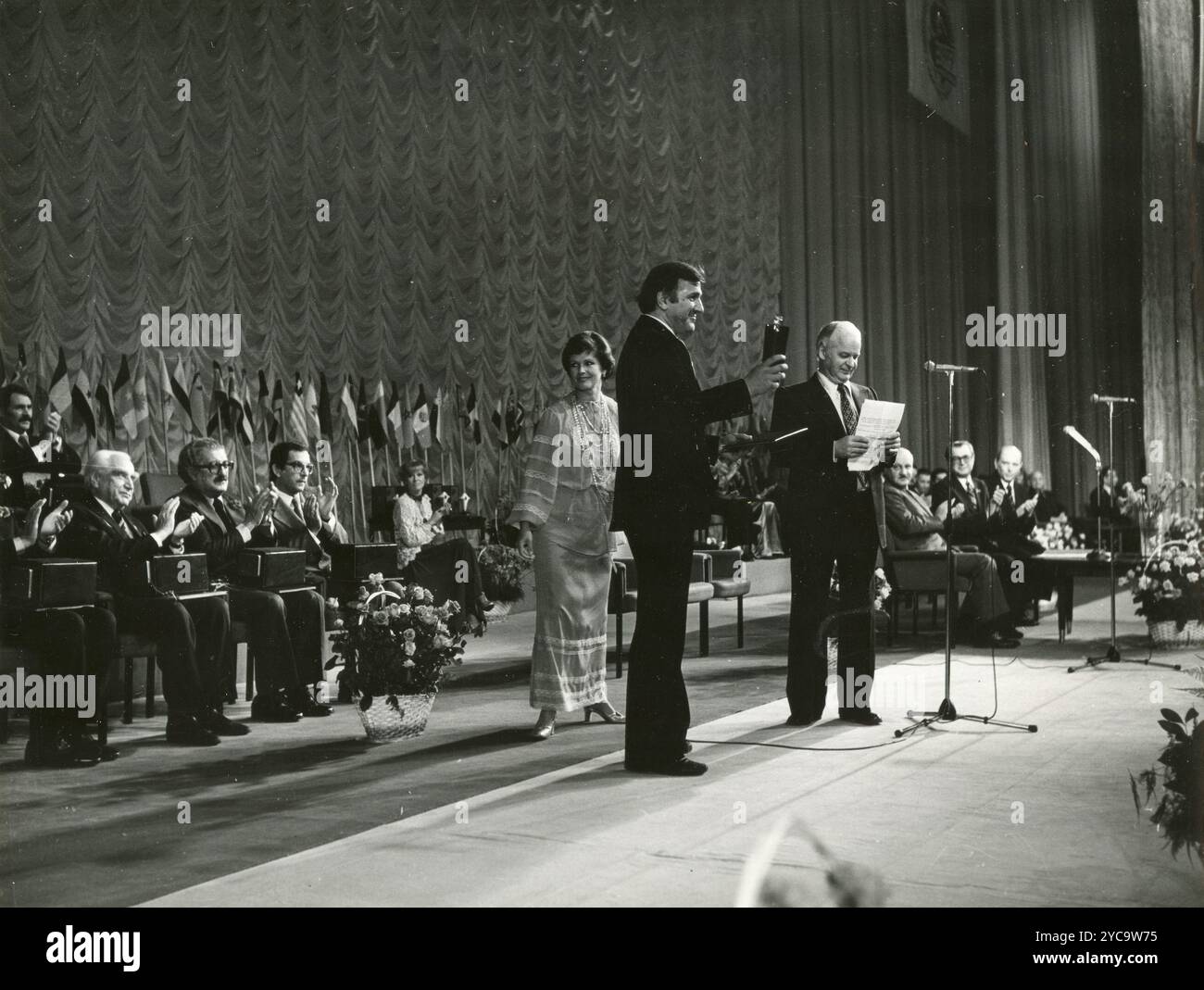 Der serbische Schauspieler und Politiker Velimir Bata Zivojinovic beim Internationalen Filmfestival in Moskau, Russland 1979 Stockfoto