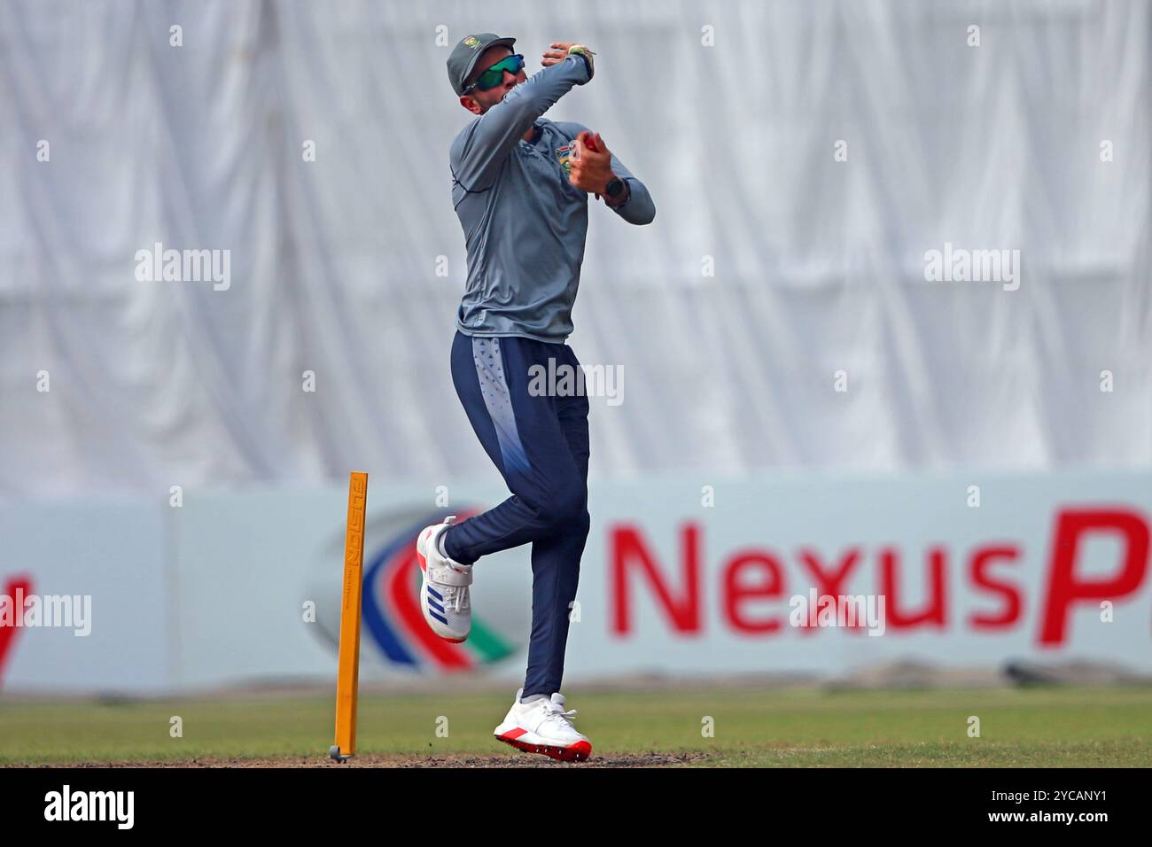 Das South Africa Team nimmt am 20. Oktober 2024 an einem Training im Sher-e-Bangla National Cricket Stadium (SBNCS) in Mirpur, Dhaka, Bangladesch Teil. Als Th Stockfoto