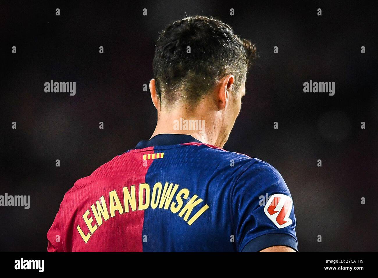 20. Oktober 2024, Barcelona, Spanien: Robert LEWANDOWSKI aus Barcelona während des LaLiga-Spiels zwischen dem FC Barcelona und Sevilla FC bei Estadi Olimpic Lluis Companys am 20. Oktober 2024 in Barcelona. (Kreditbild: © Matthieu Mirville/ZUMA Press Wire) NUR REDAKTIONELLE VERWENDUNG! Nicht für kommerzielle ZWECKE! Stockfoto