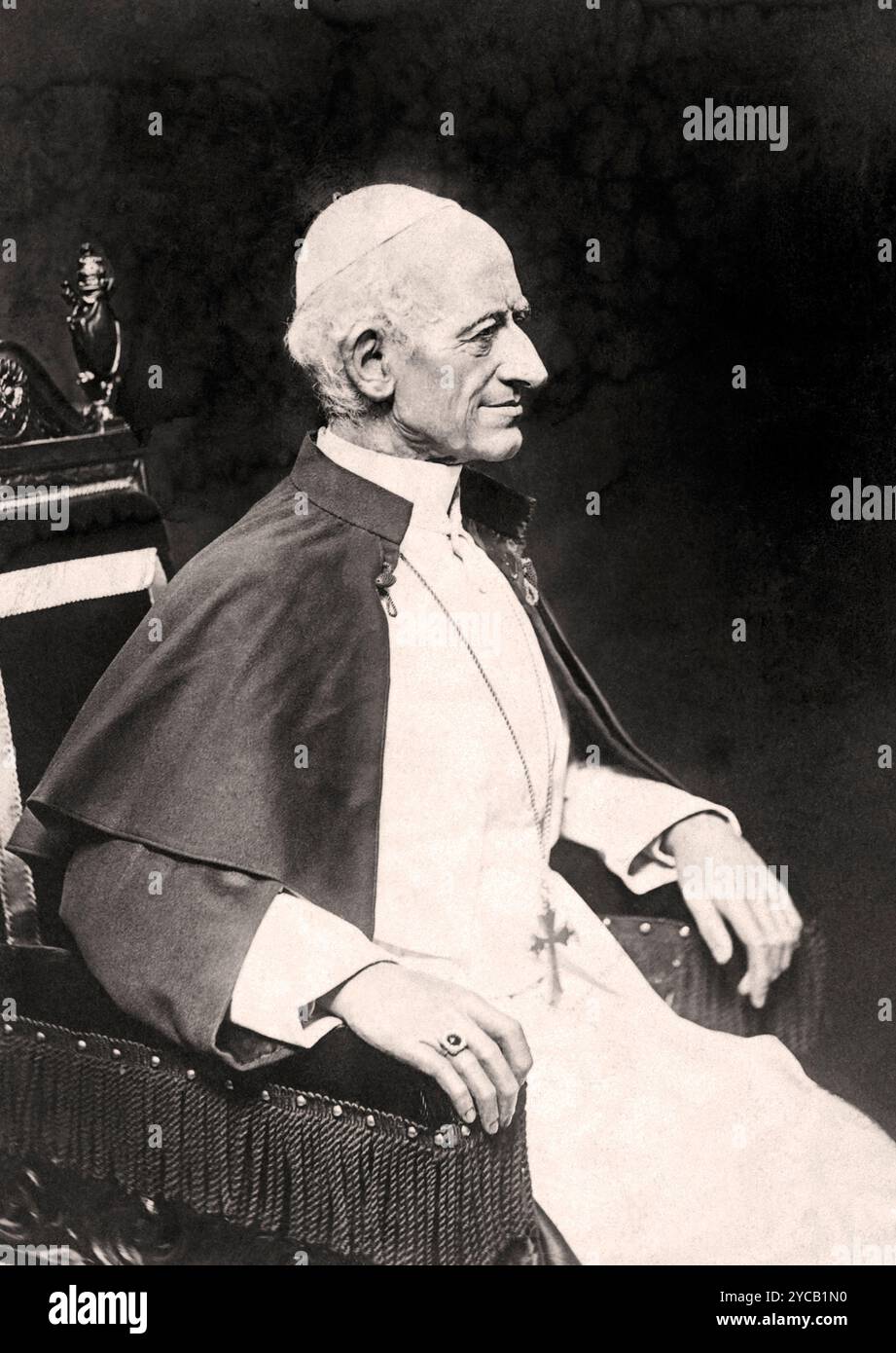 Papst Leo XIII. Profilporträt (Gioacchino Vincenzo Raffaele Luigi Pecci) vom 2. März 1810 bis 20. Juli 1903 Stockfoto