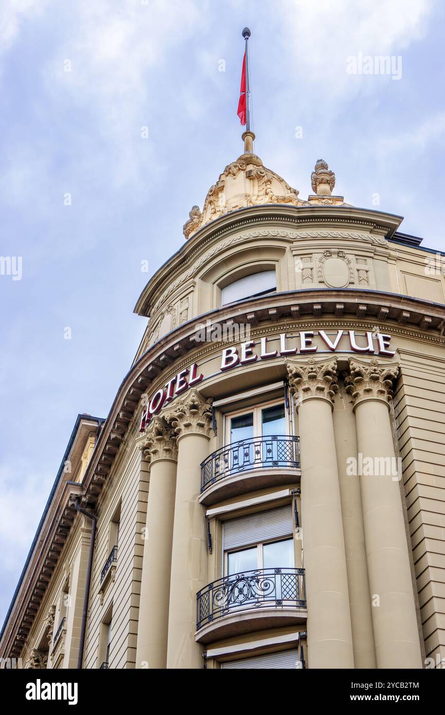 Hotel Bellevue Palace in Bern, Schweiz. Grand Hotel, fünf-Sterne-Luxushotel, im Besitz der Schweizerischen Eidgenossenschaft. Stockfoto