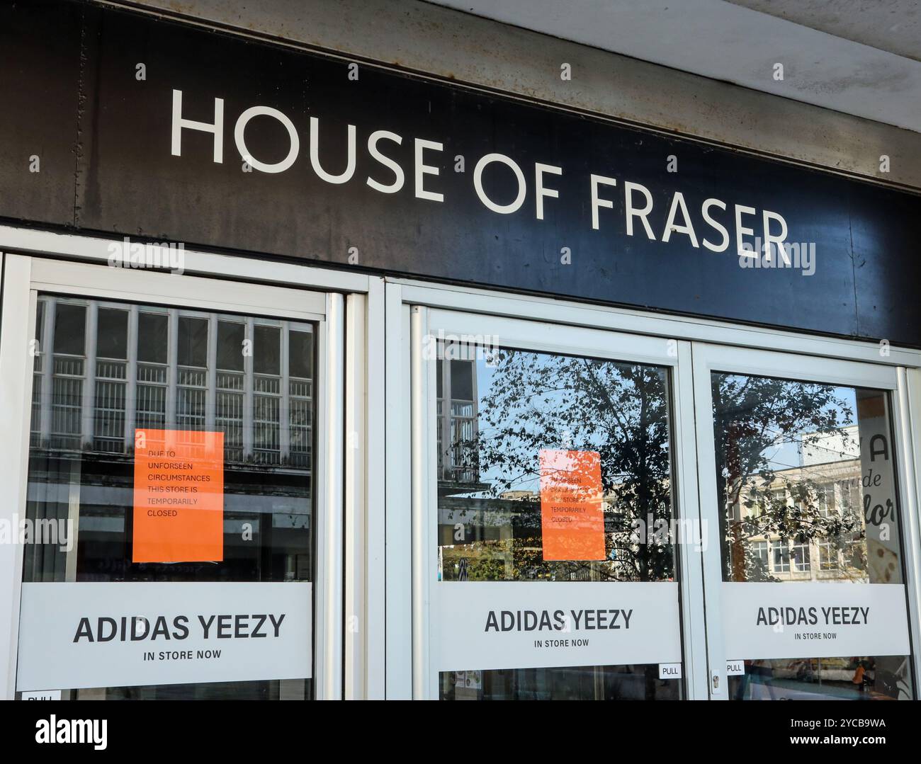 House of Fraser Store in New George Street, Armada Way und Royal Parade Plymouth vorübergehend geschlossen. Stockfoto
