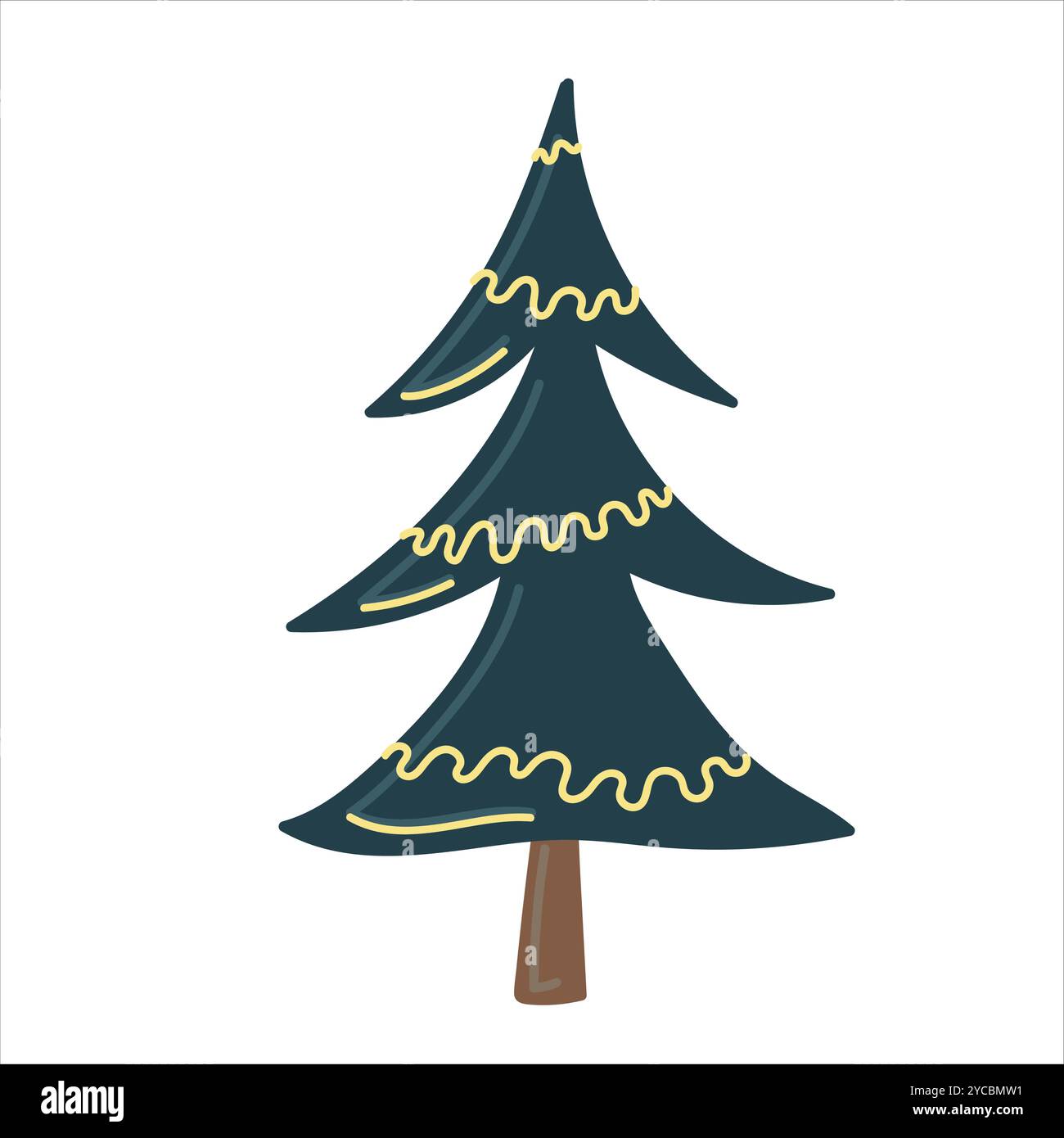 Lustiger Weihnachtsbaum im Cartoon-Stil. Stock Vektor
