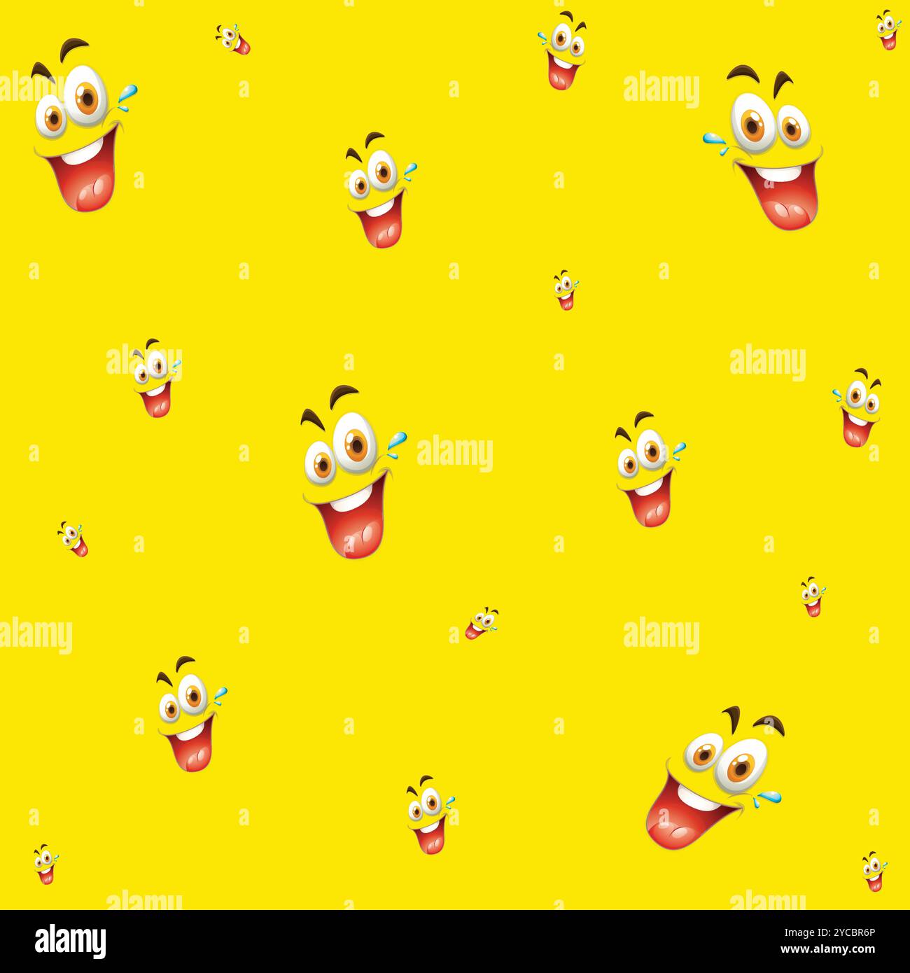 Nahtloser Hintergrund mit verschiedenen Gesichtsausdrücken. Cartoon-Gesichter und Emojis mit verschiedenen Gesichtsausdrücken nahtloses Muster. Vektorhintergrund Stock Vektor