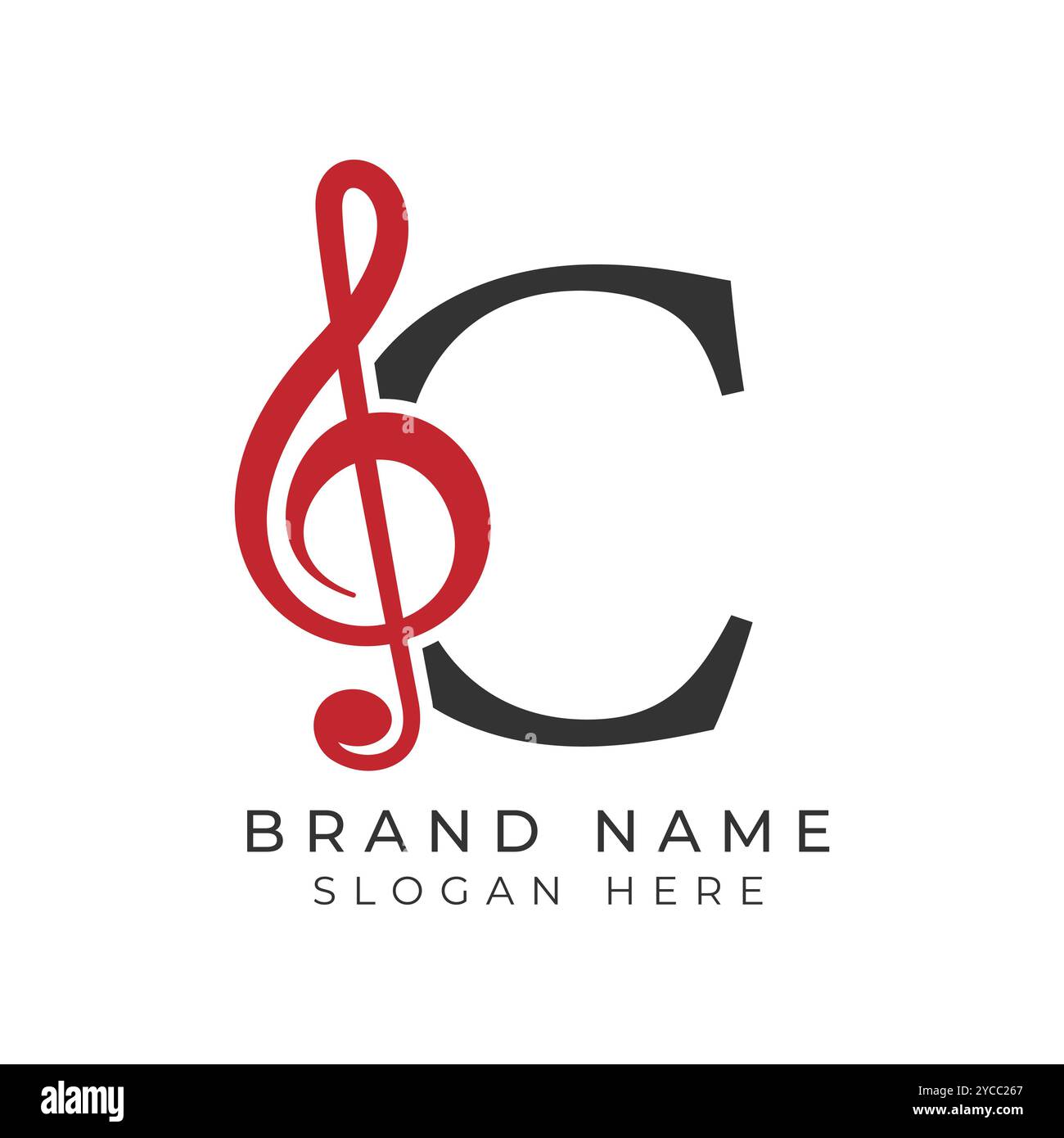 Anfangsbuchstabe C mit Musiknote Style-Symbol. Logo mit Buchstabe C Music Stock Vektor