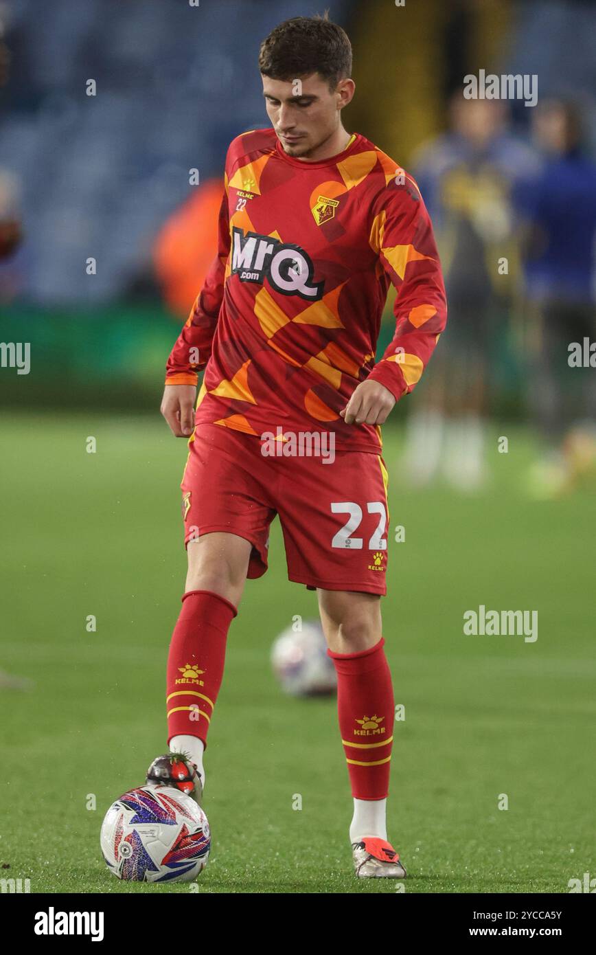 James Morris von Watford in der Vorspielsitzung während des Sky Bet Championship Matches Leeds United gegen Watford in der Elland Road, Leeds, Großbritannien, 22. Oktober 2024 (Foto: Alfie Cosgrove/News Images) Stockfoto