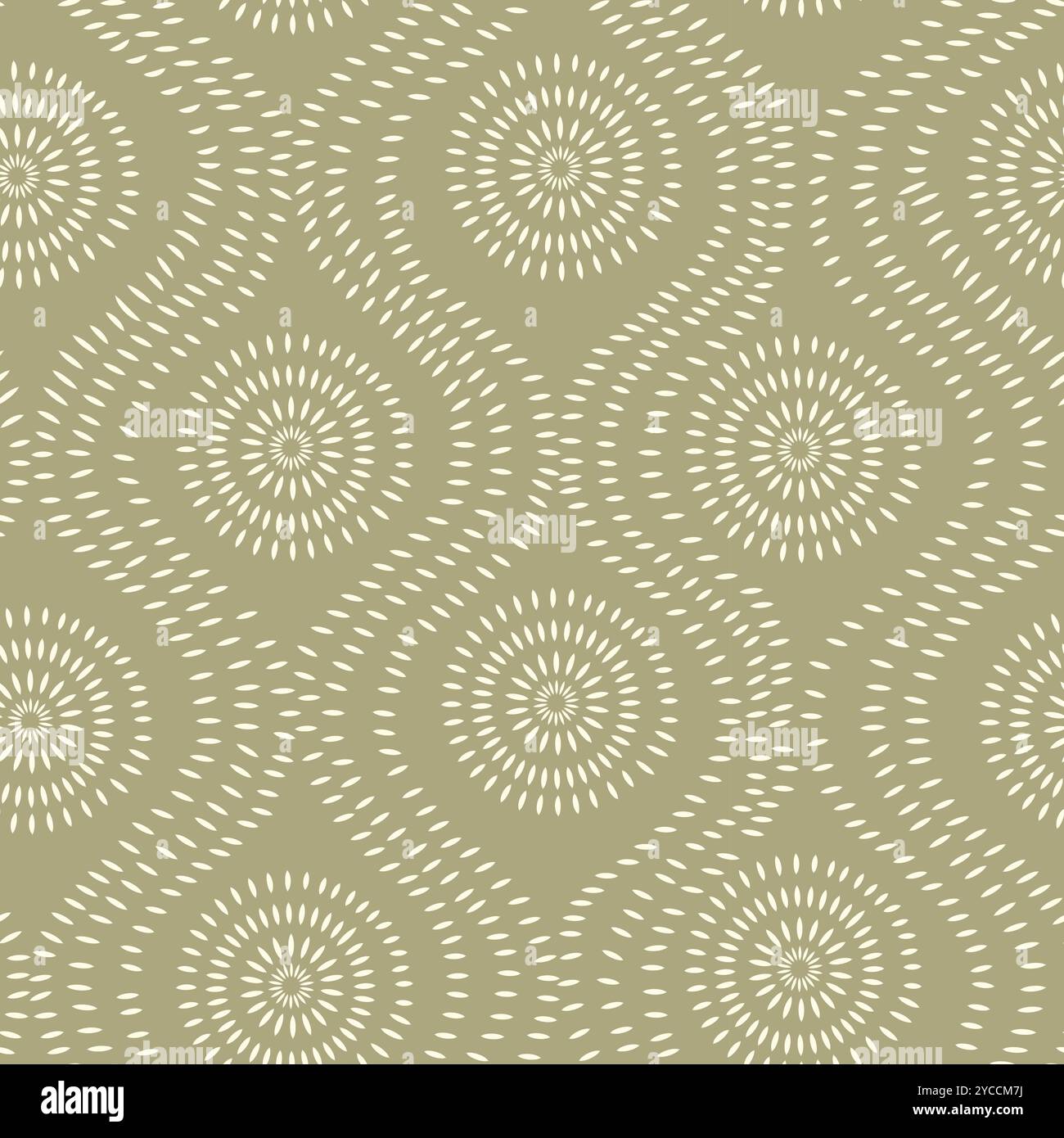 Abstrakte Boho Tribal gepunktete Linien in ovalen Formen nahtloses Muster auf salbeigrünem Hintergrund. Für Tapeten, Textilien und Wohnkultur Stock Vektor