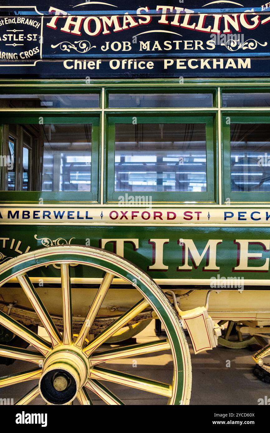 Thomas Tilling Pferdebus aus viktorianischer Zeit, der um 1875–1895 verkehrte, London Transport Museum, London, England Stockfoto