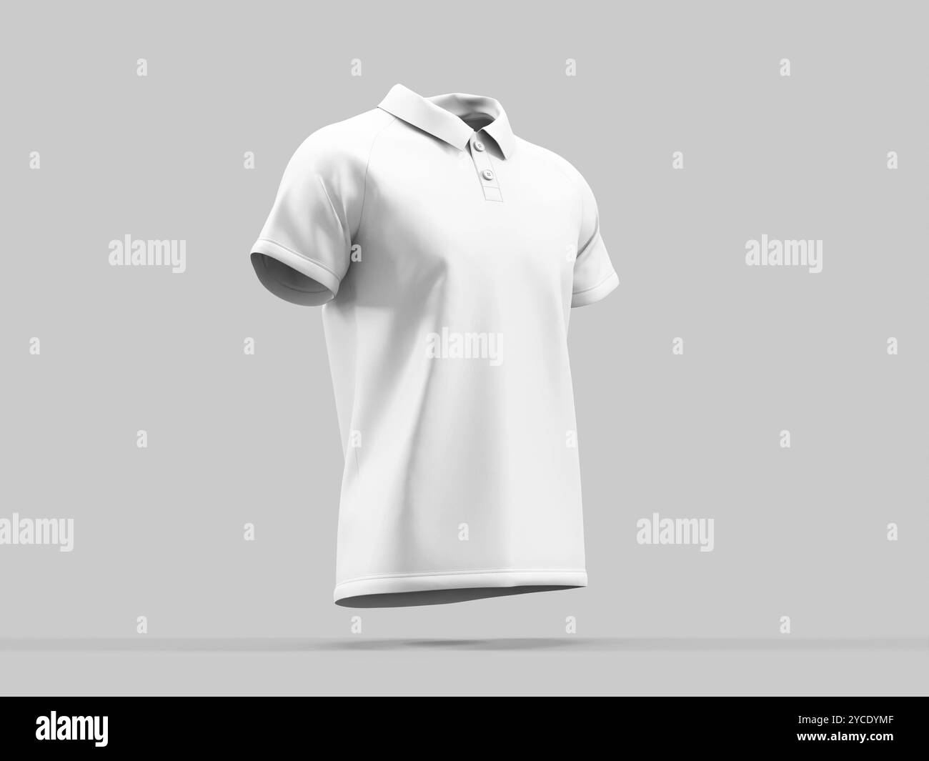Leeres weißes Poloshirt Modell 3D-Rendering Stockfoto