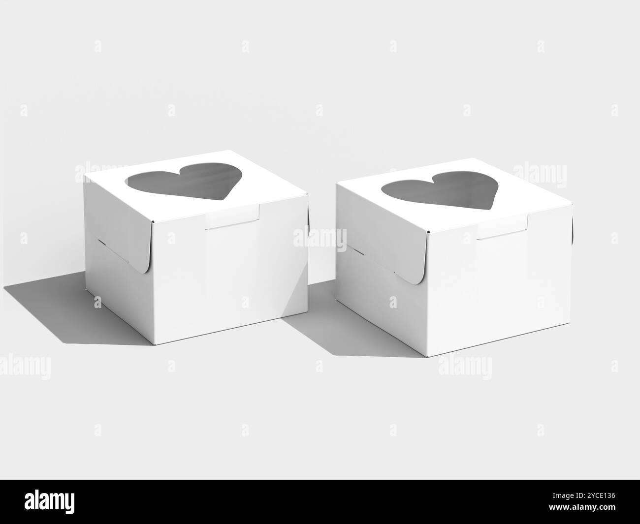 3D White Leere Cake Box Verpackung Modell isoliert Stockfoto