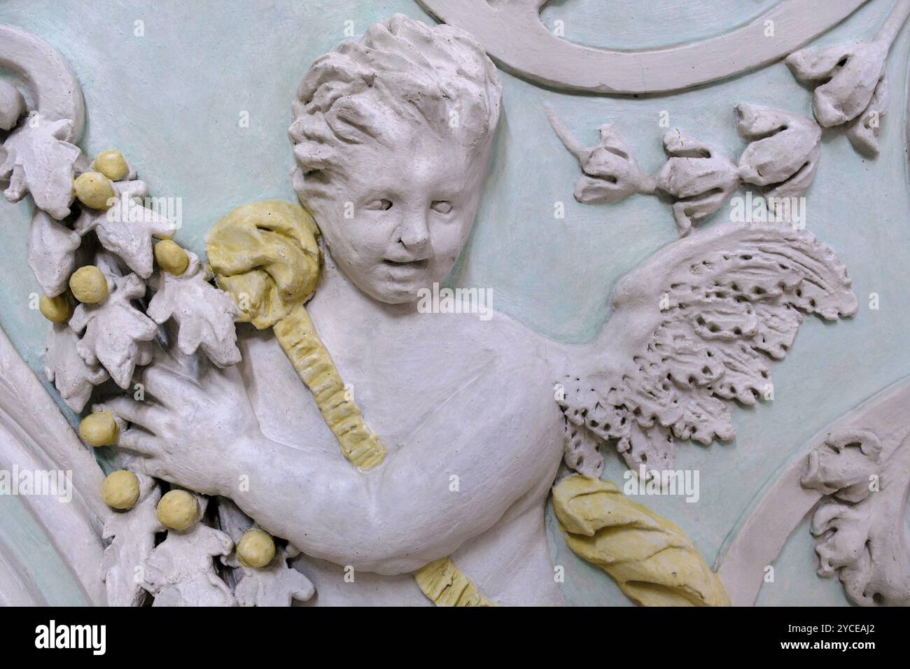 Stuck, Stand nach Restaurierung 2024, Pfarrkirche St. Kilian, Bad Heilbrunn, Oberbayern, Bayern, Deutschland, Europa Stockfoto