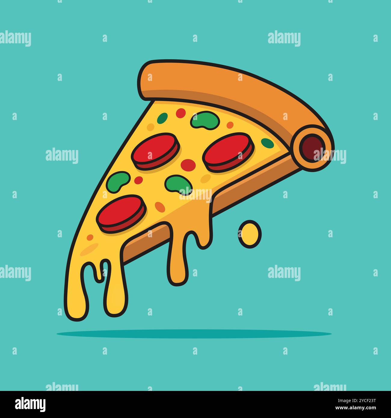 Entzückende Pizza Cartoon Icon Vektor Illustration - Fast Food Konzept in flacher Art Stock Vektor