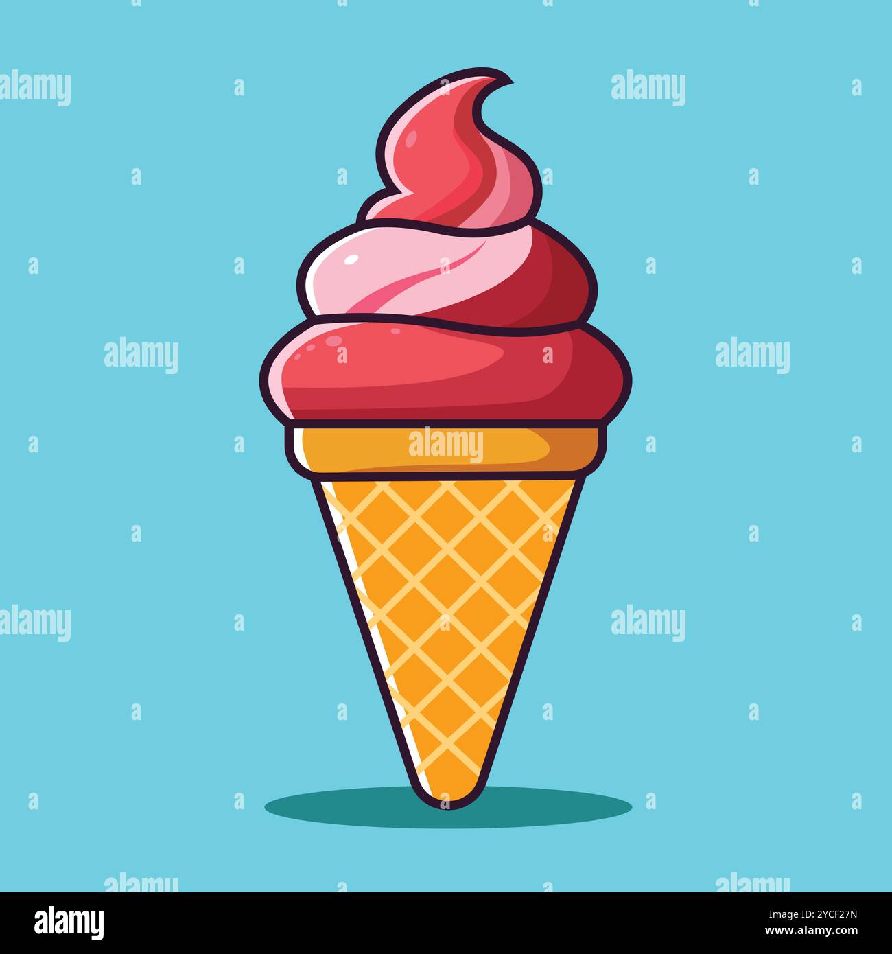 Cartoon Ice Cream Cone Icon – Flaches Design Für Süße Lebensmittel Stock Vektor