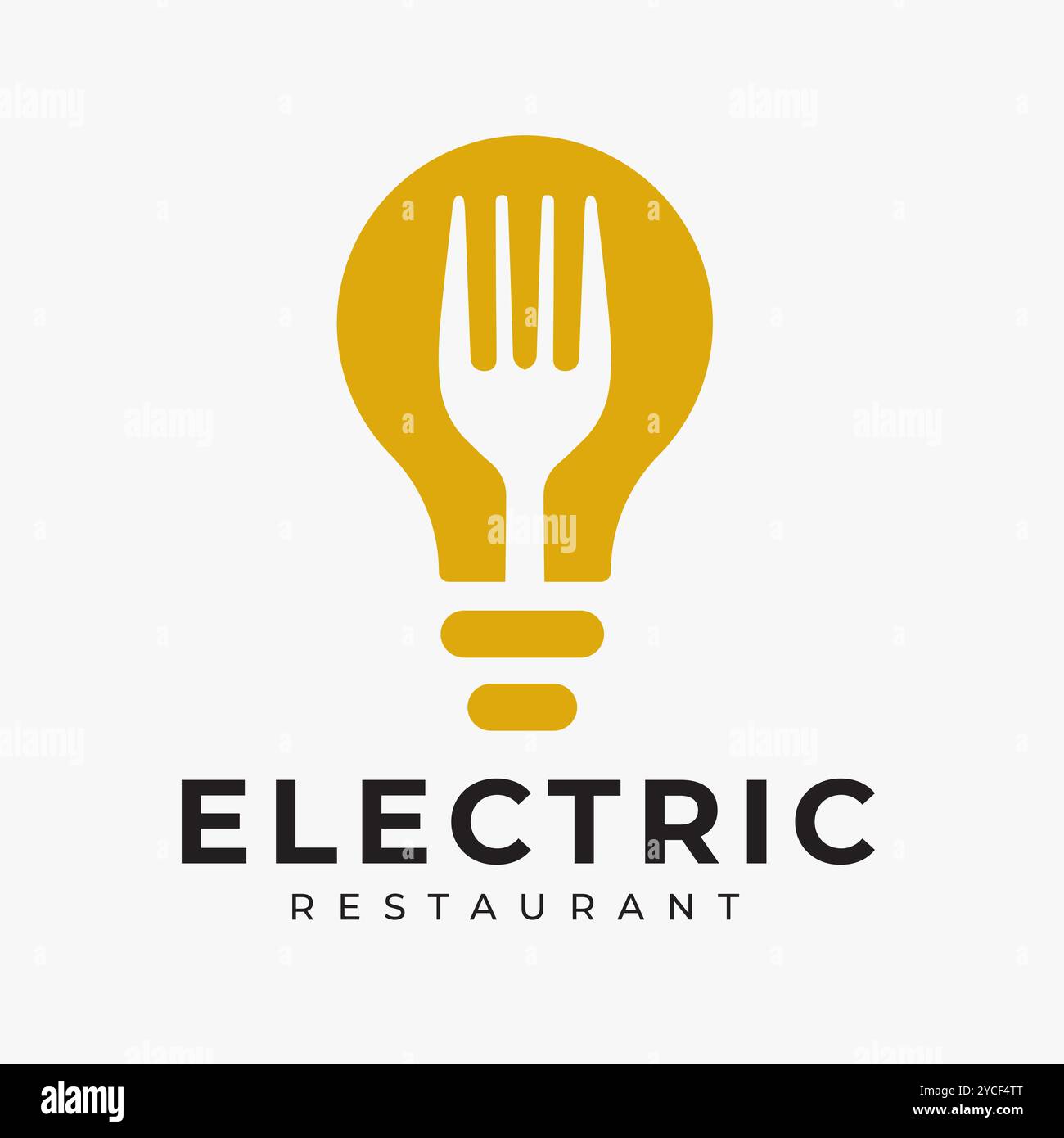 Kreatives Restaurant-Logo mit im Lampensymbol integriertem Gabeldesign symbolisiert innovative Ideen und Kreativität in der kulinarischen Welt. Geeignet für Restaurants Stock Vektor