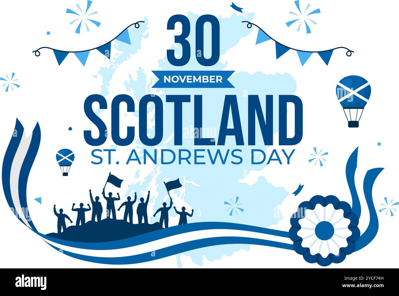 Happy St Andrew's Day Vektor-Illustration am 30. November, mit der Schottland-Flagge in einer National Holiday Celebration mit flachem Hintergrund Stock Vektor