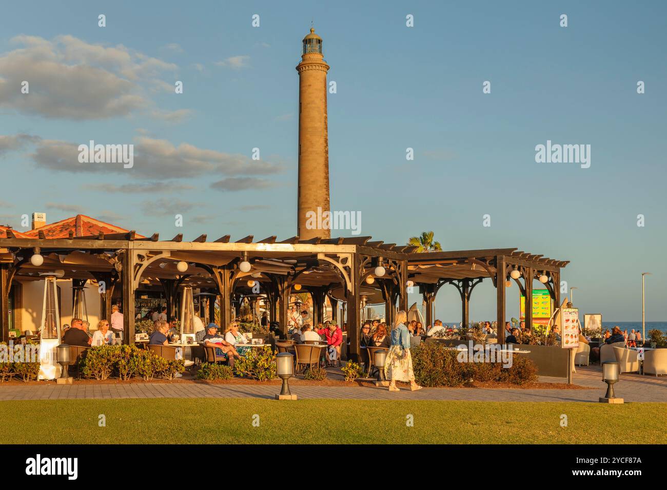 Restaurant im Leuchtturm Faro de Maspalomas, Maspalomas, Gran Canaria, Kanarische Inseln, Spanien Stockfoto