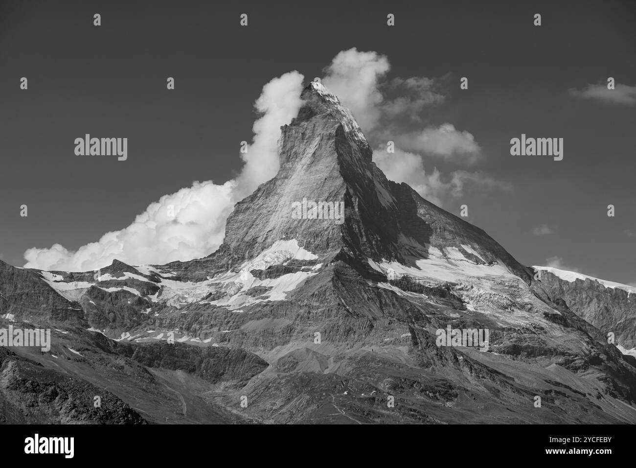 Matterhorn, Wallis, s/W Stockfoto